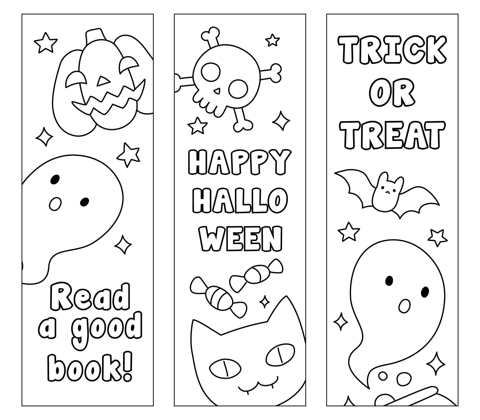 Printable Halloween October Bookmarks To Color