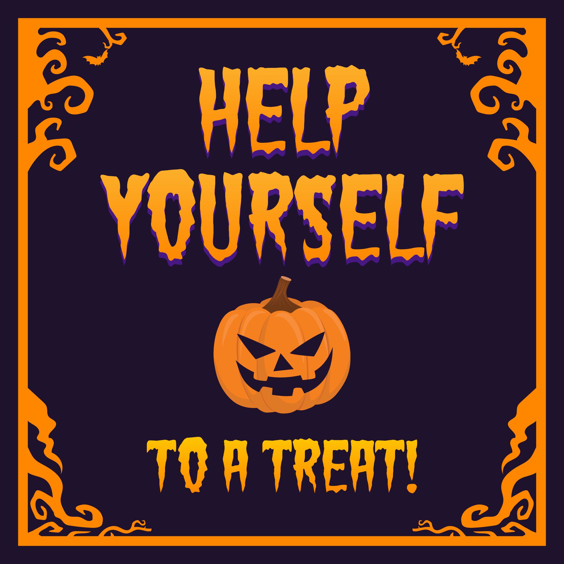 Printable Halloween Porch Decorations Help Yourself Sign