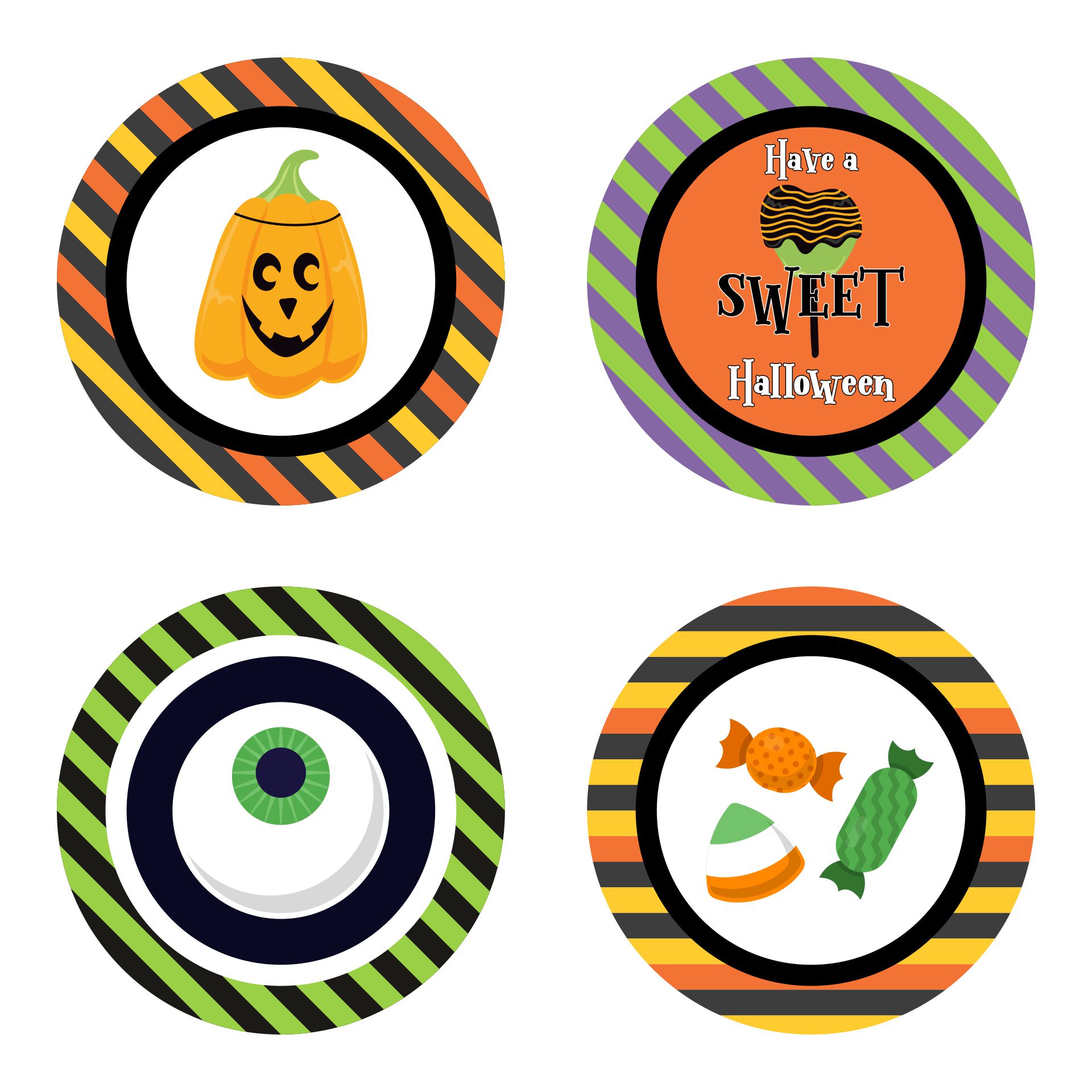 Printable Halloween Round Labels For Lollipops