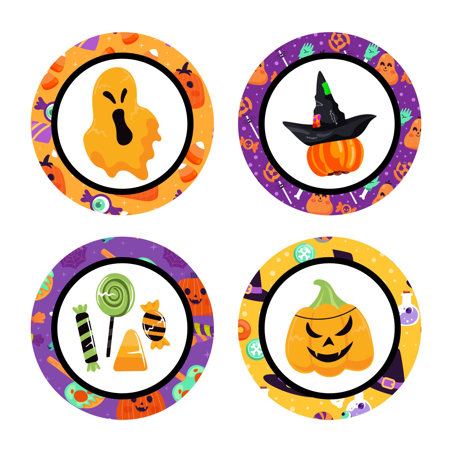 Printable Halloween Round Stickers