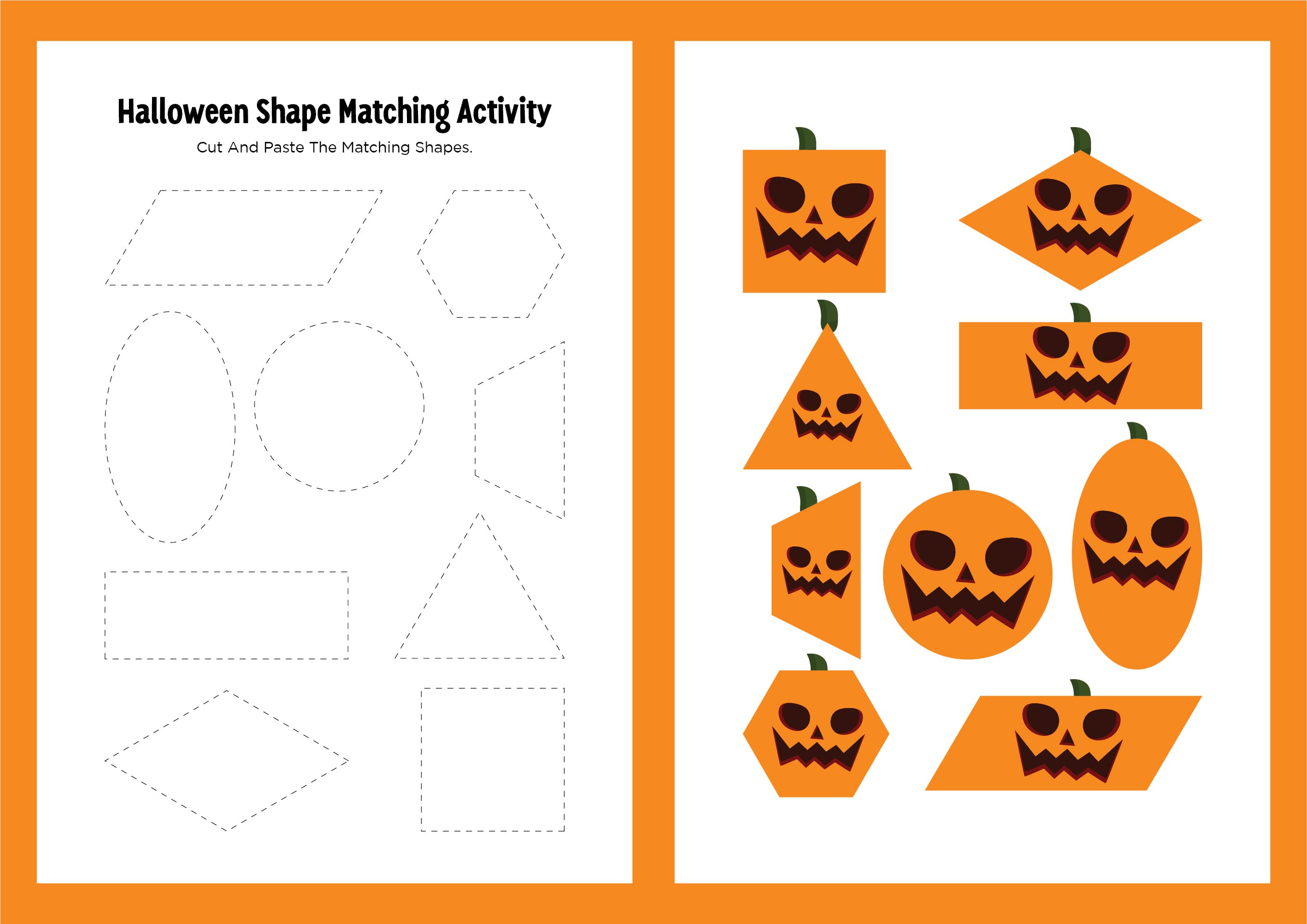 Printable Halloween Shape Matching Activity