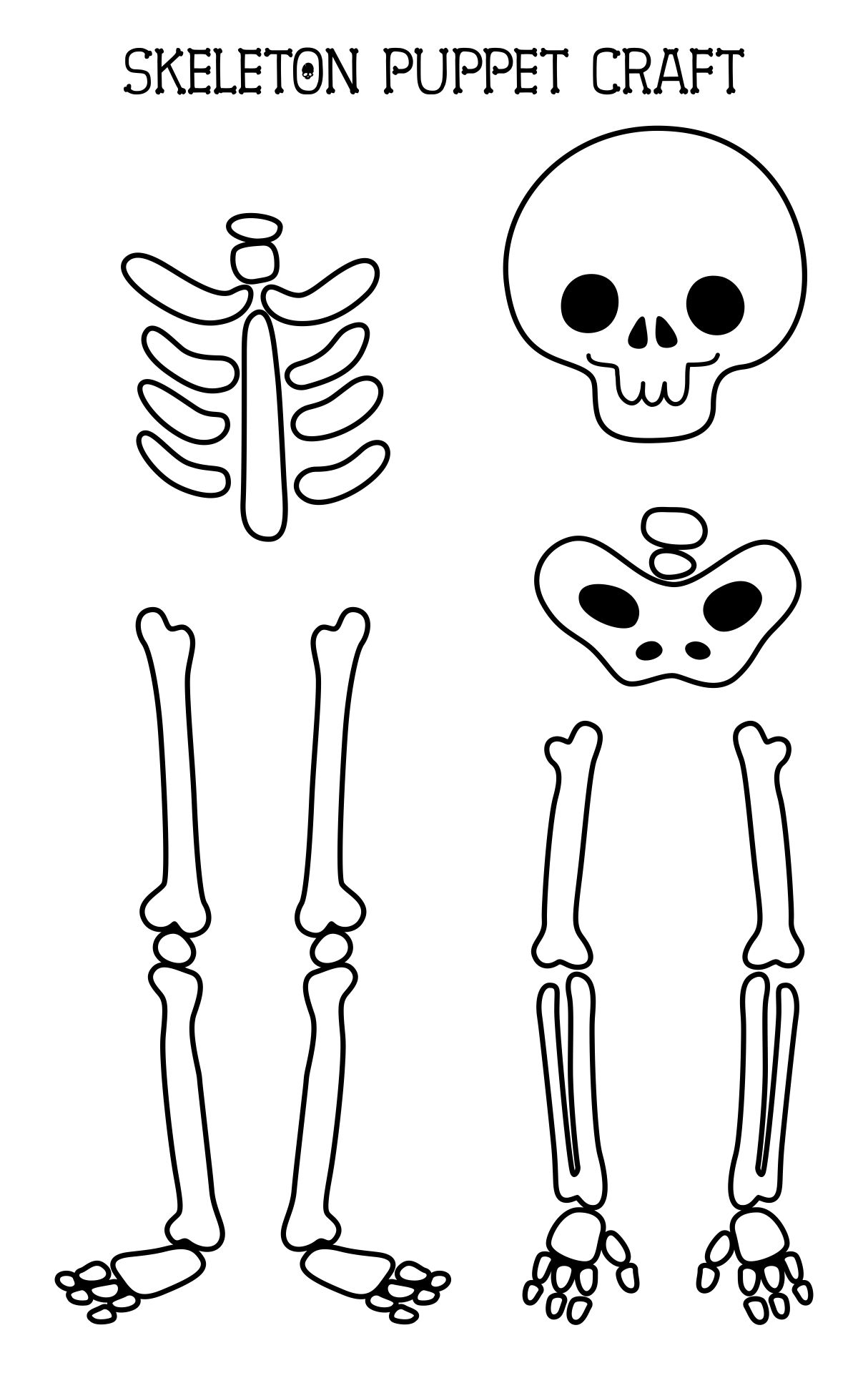 Printable Halloween Skeleton Puppet Craft