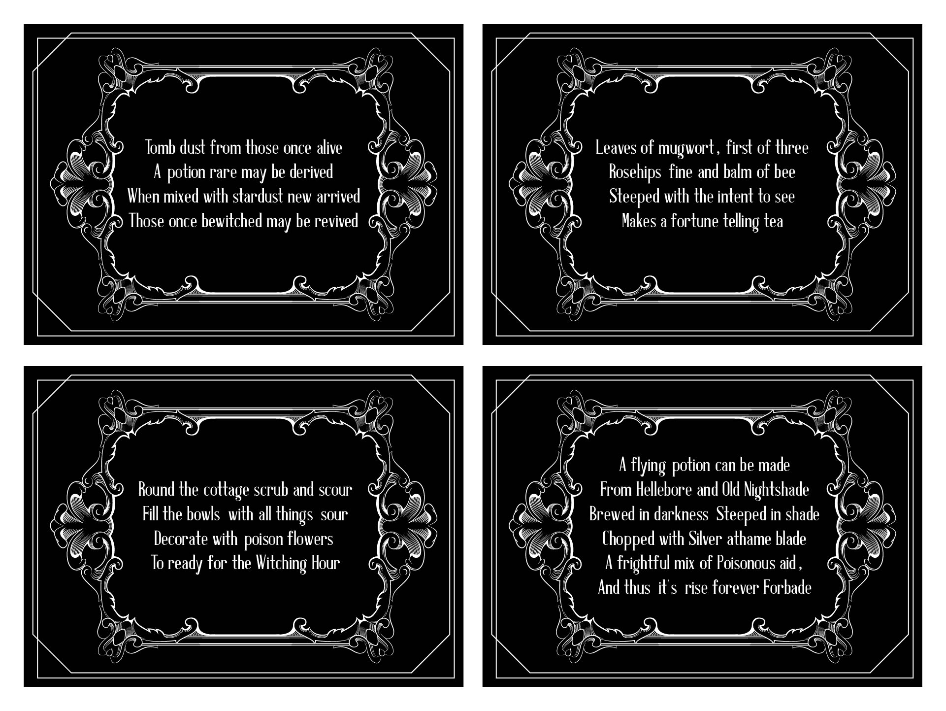 Printable Halloween Spell Cards Tags