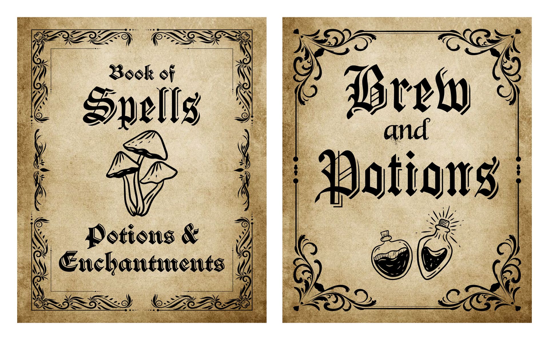 Printable Halloween Spell & Potions Book Covers