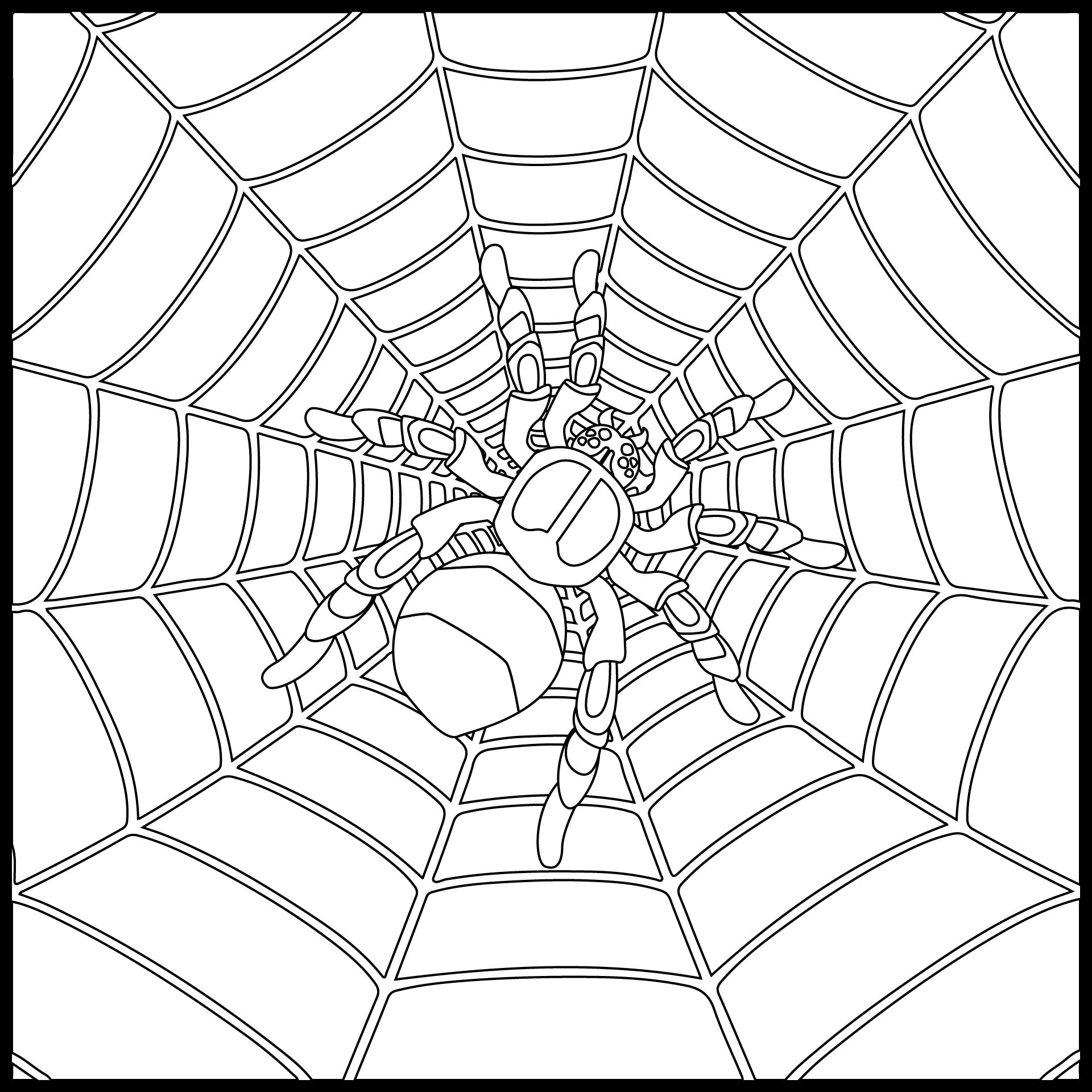 Printable Halloween Spider Web Coloring Page For Kids