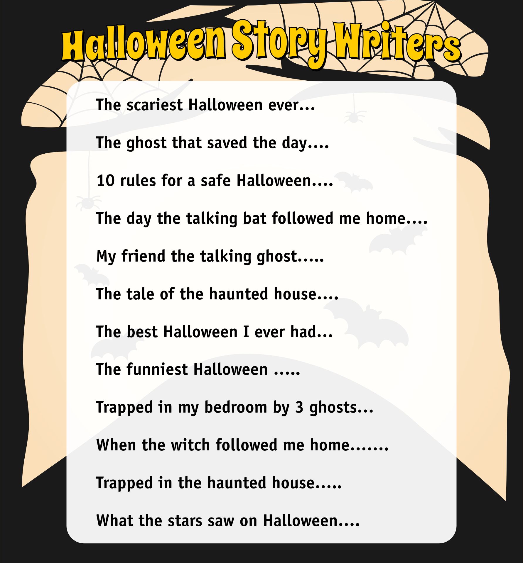 Printable Halloween Story Writers Worksheets