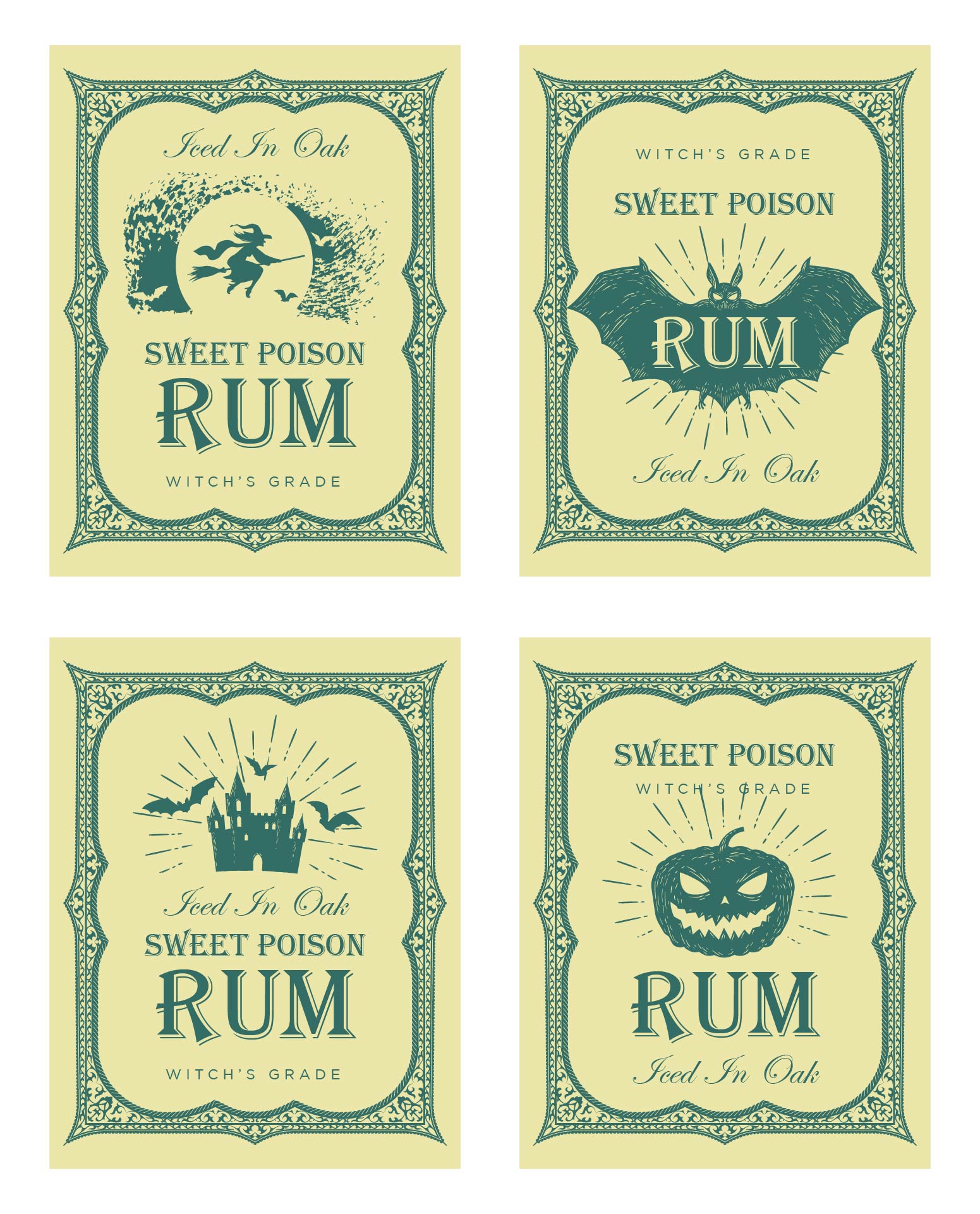 Printable Halloween Sweet Poison Rum Labels