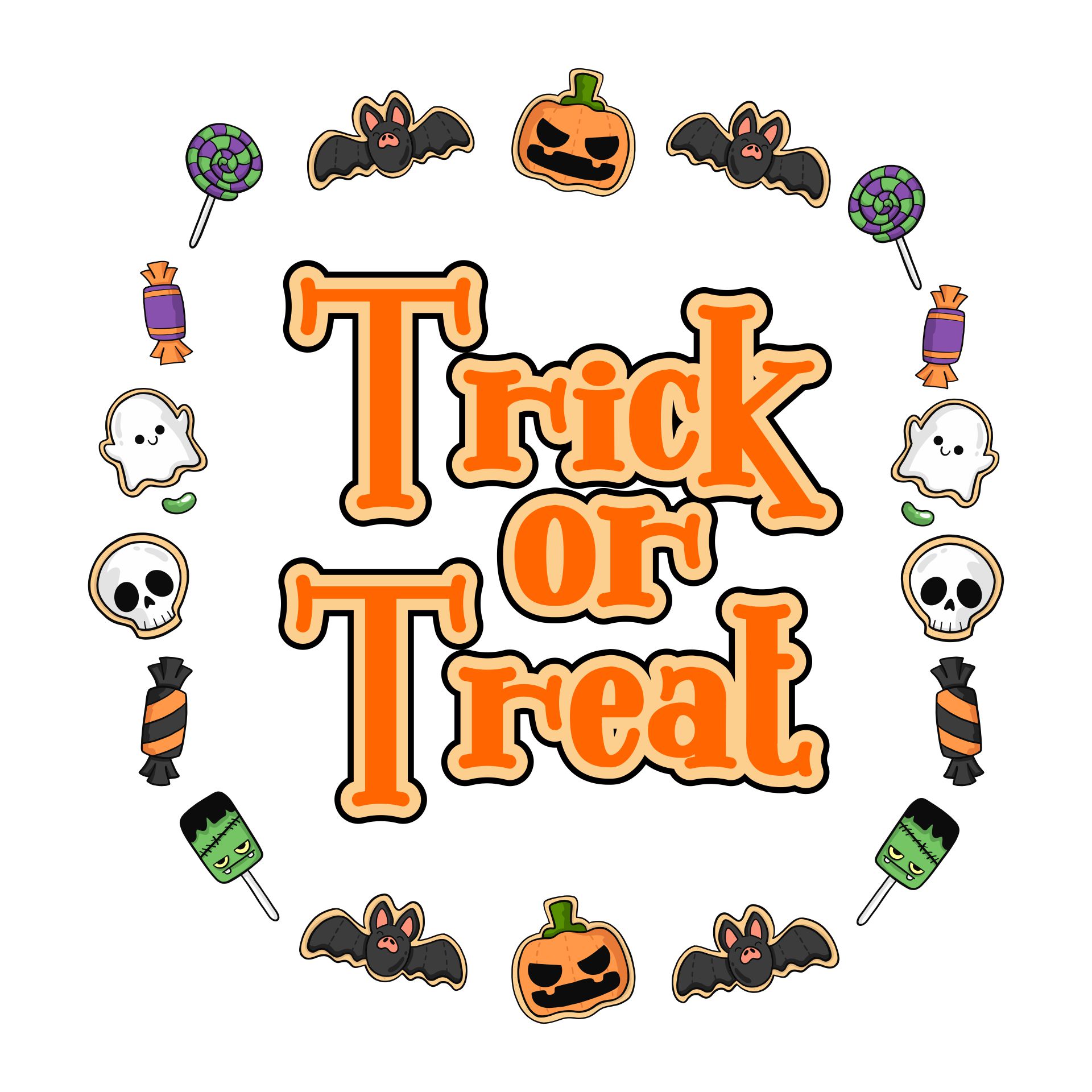 Printable Halloween Trick Or Treat Text And Frames
