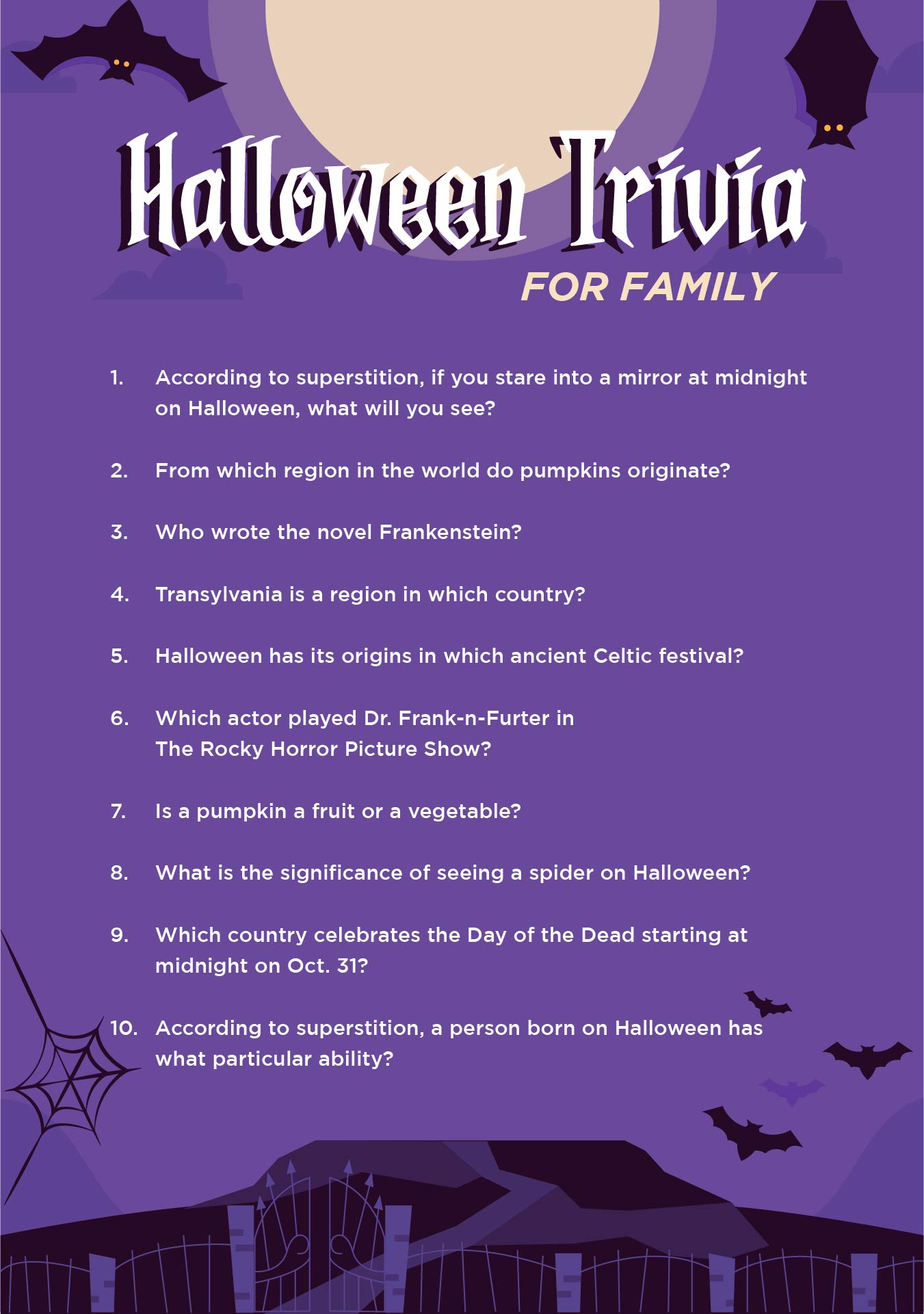 Printable Halloween Trivia For Family