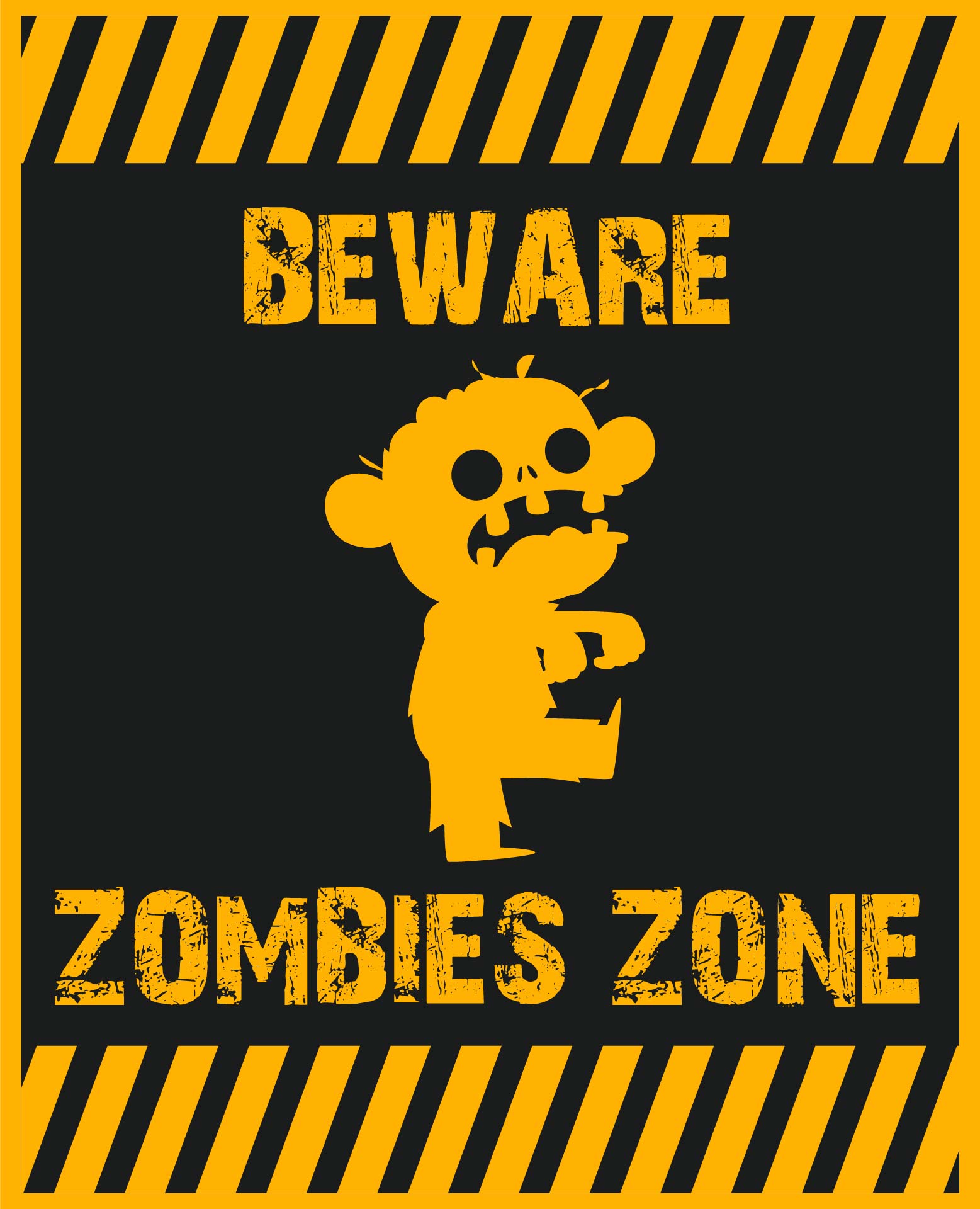 Printable Halloween Warning Sign Beware Zombies