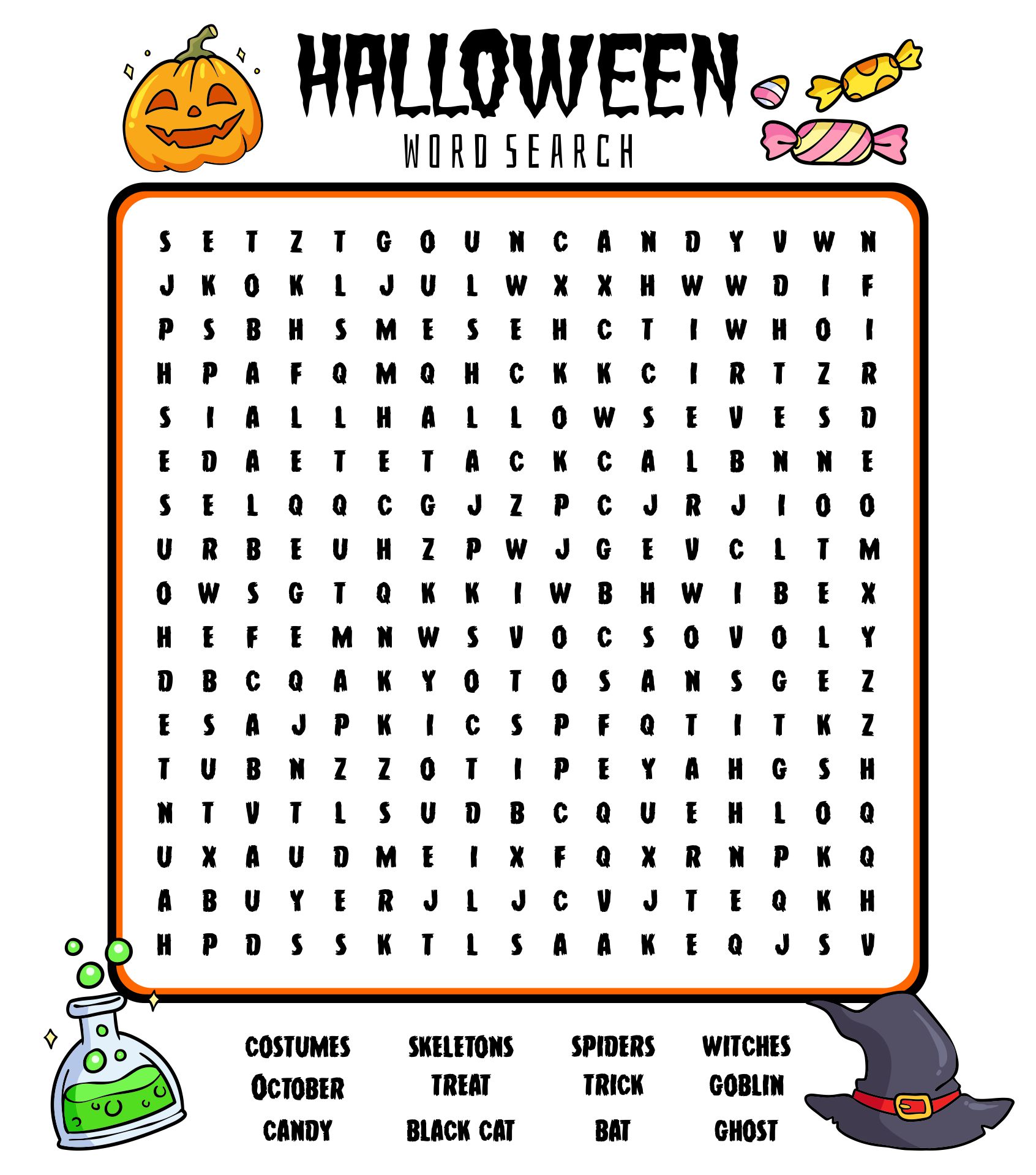 Printable Halloween Word Puzzle 4th Grade