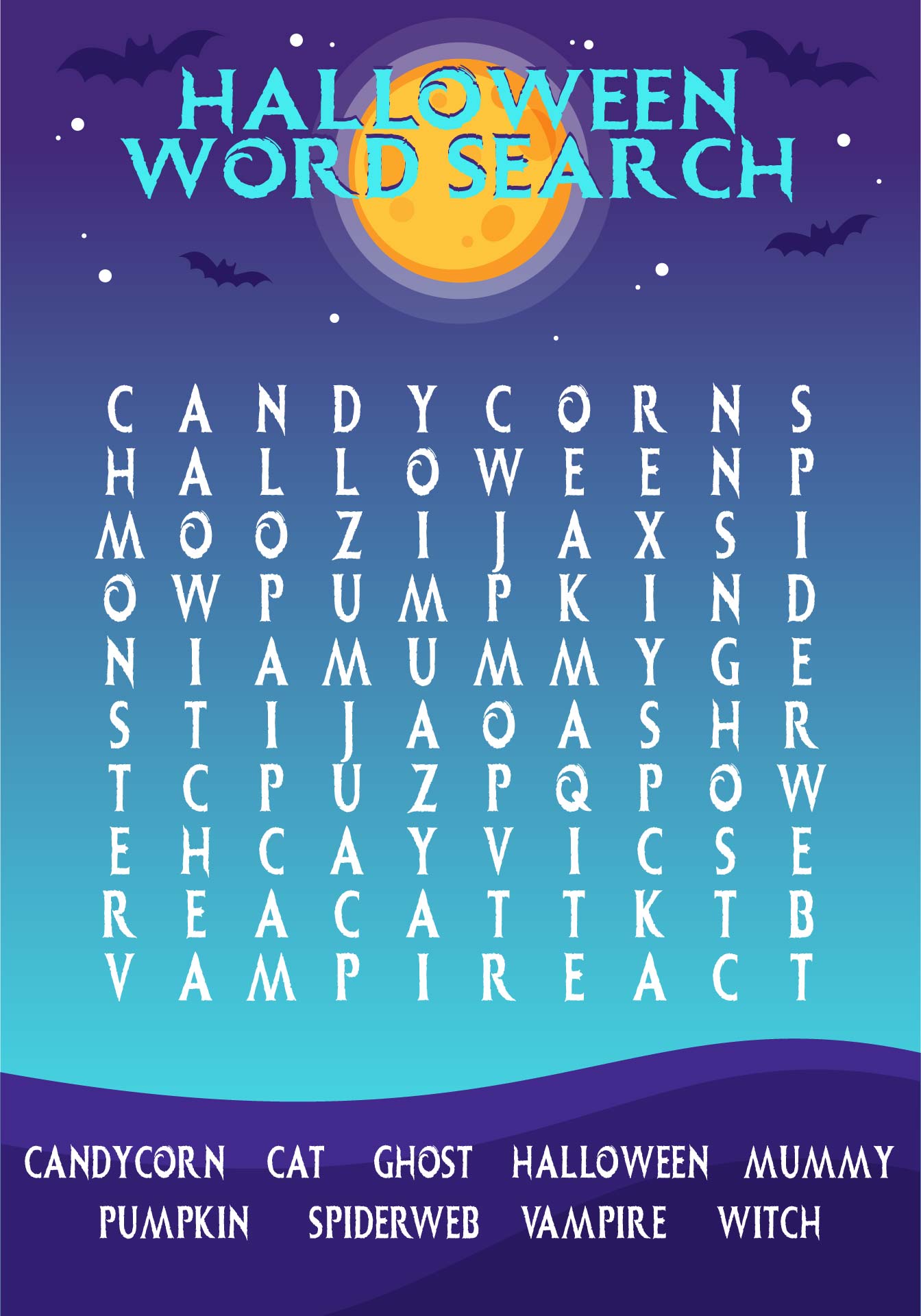 Printable Halloween Word Search Puzzle Spooky Worksheets