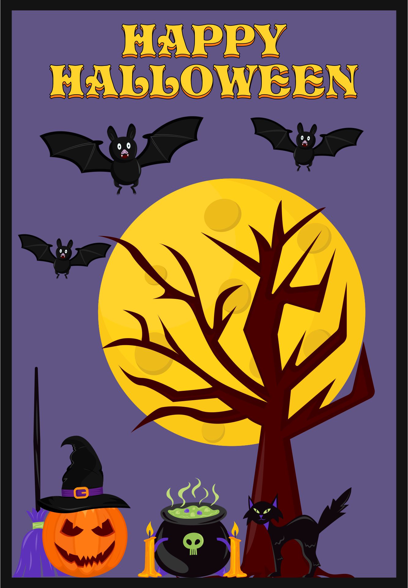 Printable Happy Halloween Holiday Card Template