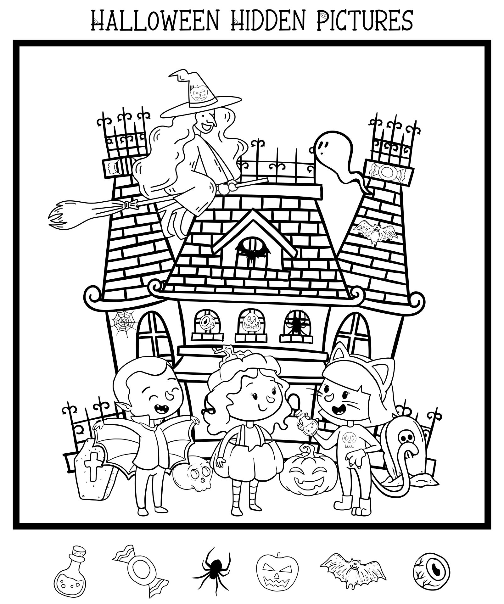 Printable Hidden Pictures Coloring Pages