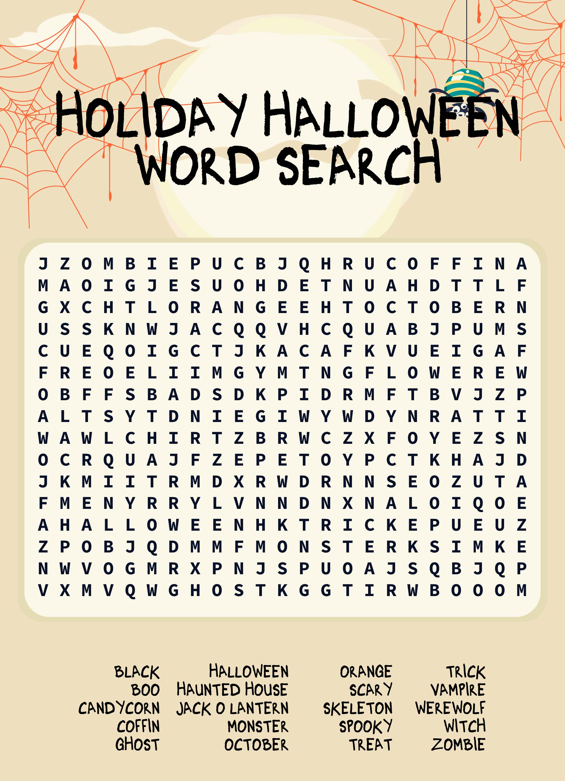 Printable Holiday Halloween Word Search For All Ages