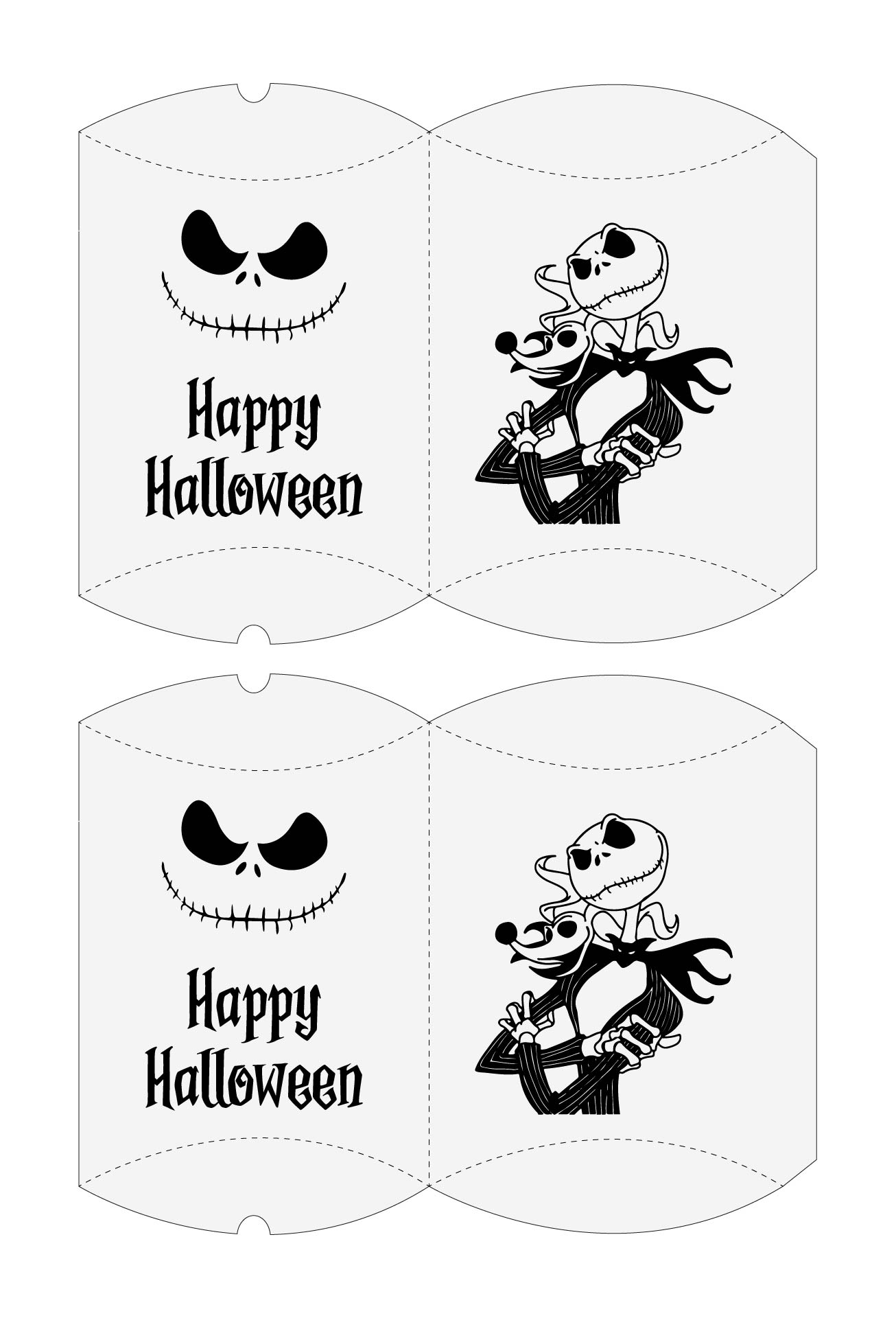 Printable Jack Skellington Pillow Boxes For Halloween