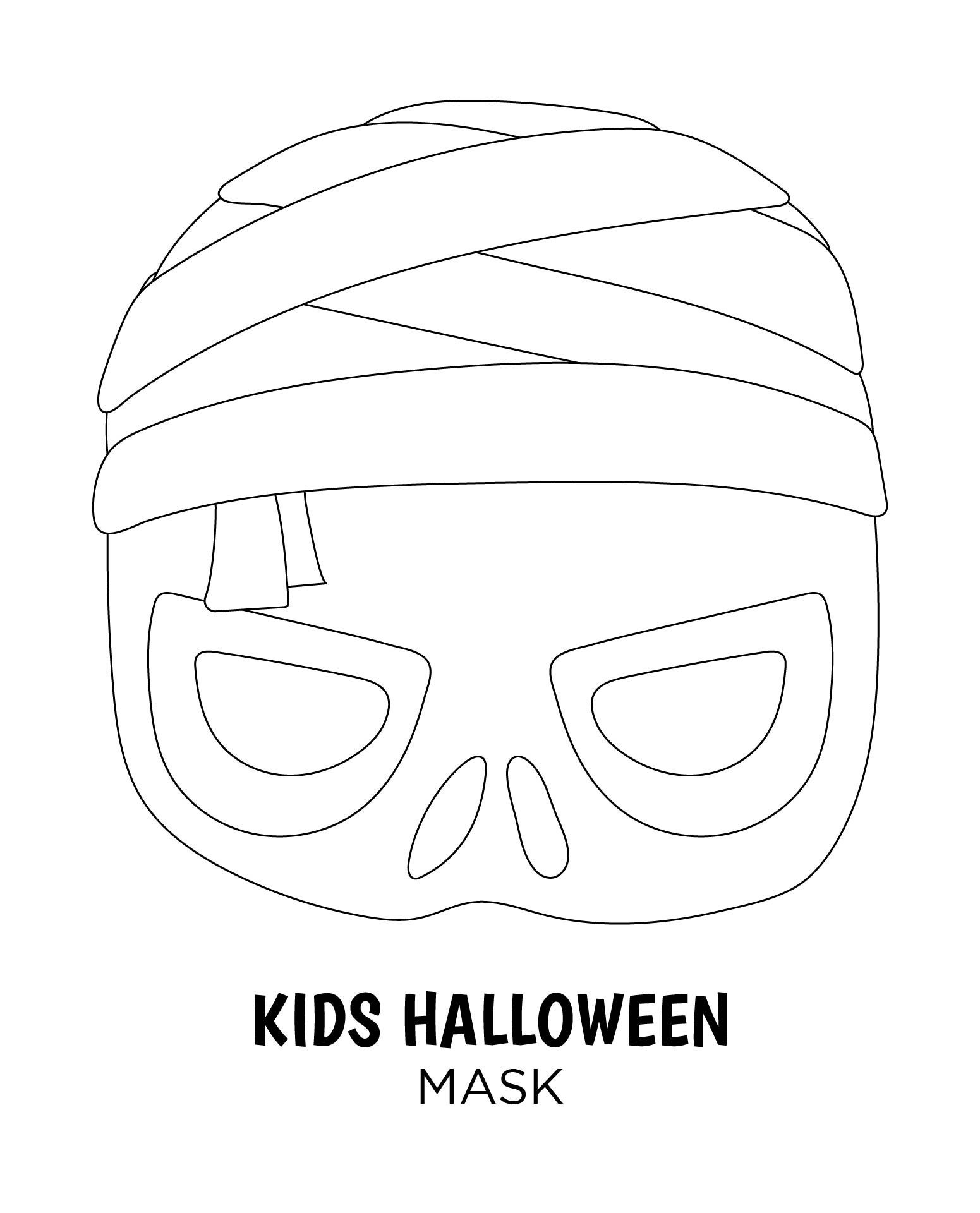 Printable Kids Halloween Masks Coloring Template