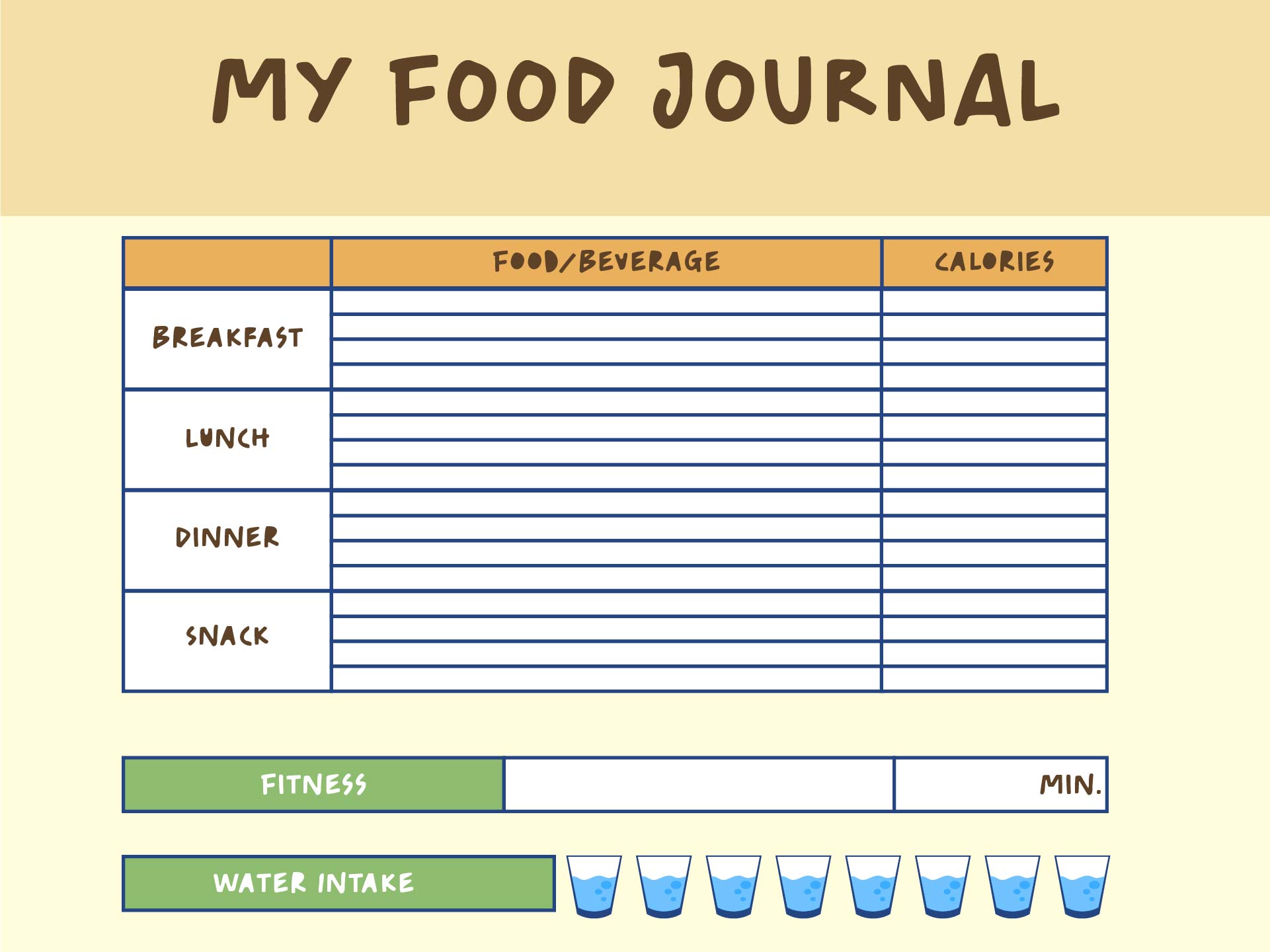 Printable My Healthy Eating Journal Template