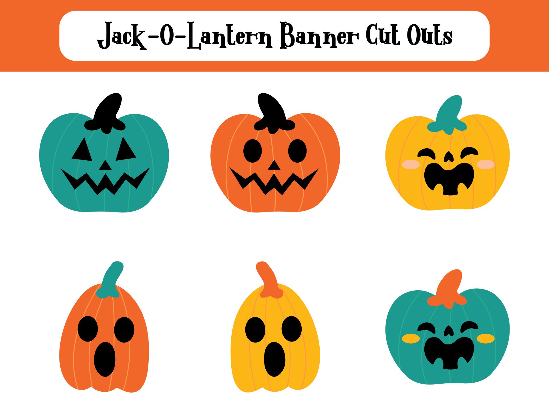 Printable Paper Craft Jack O Lantern Pumpkin Banner Cut Outs