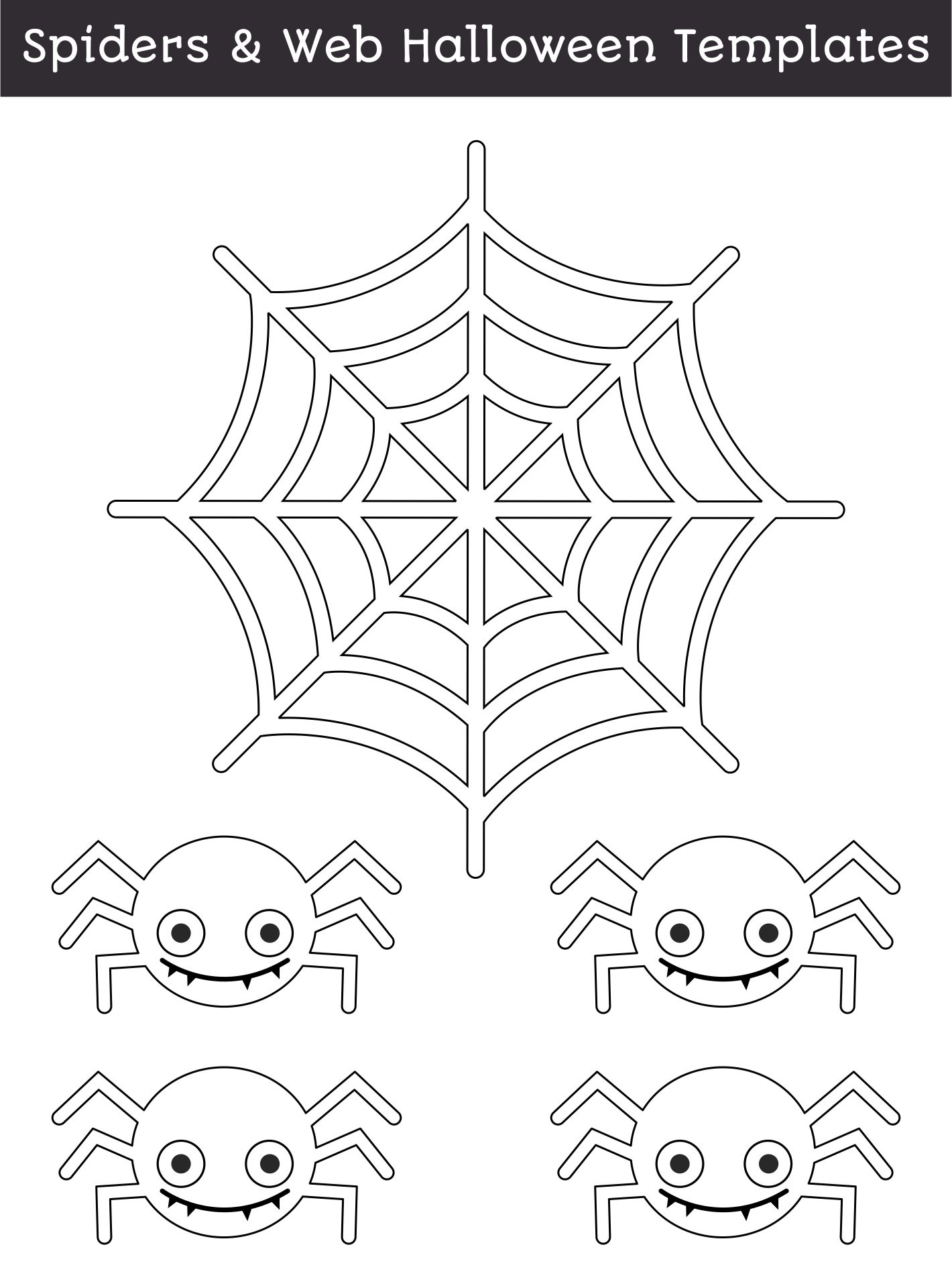 Printable Paper Spiders & Web Halloween Templates