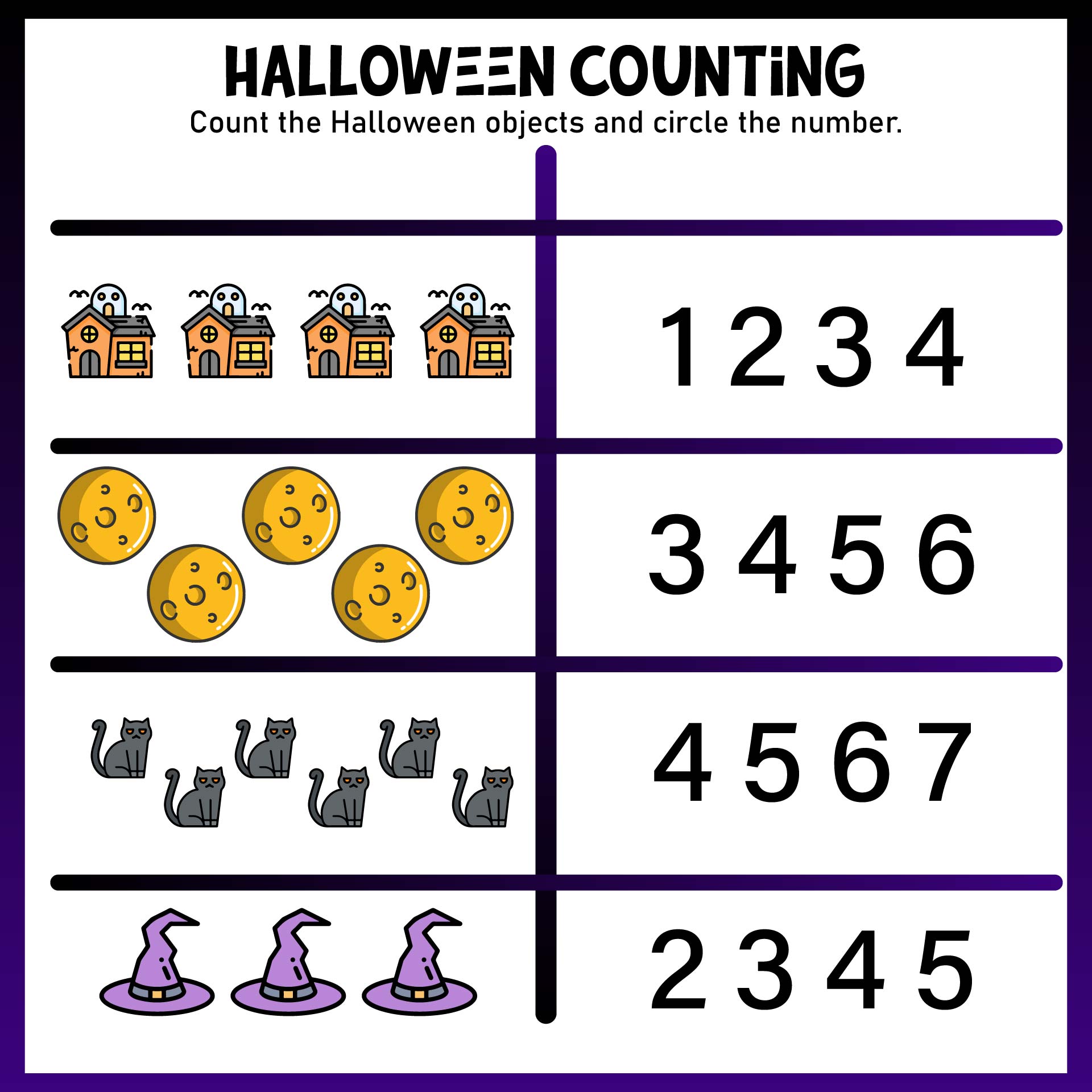 Printable Preschool Halloween Counting Worksheet