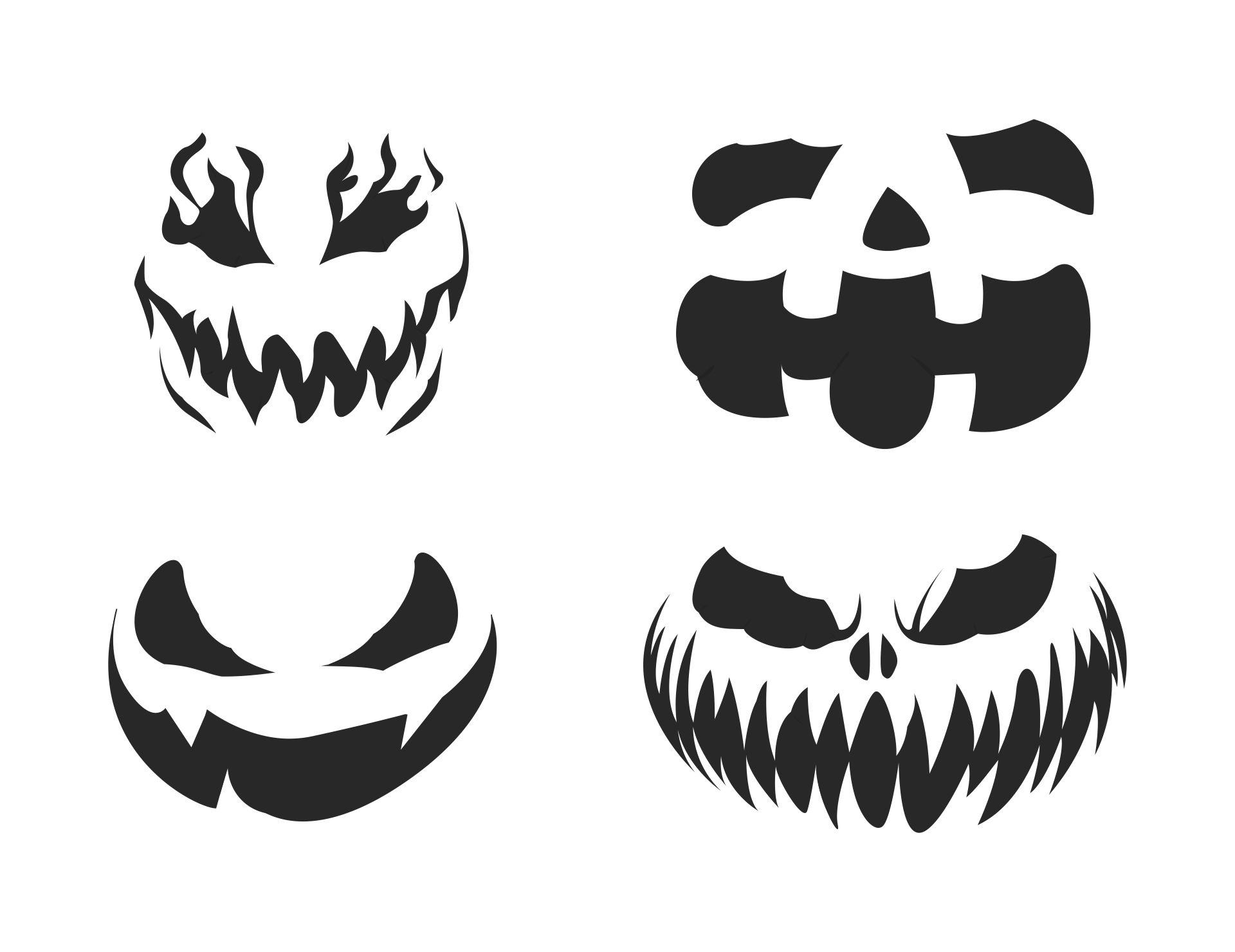 Printable Pumpkin Carving Stencil Faces Scary Spooky Halloween