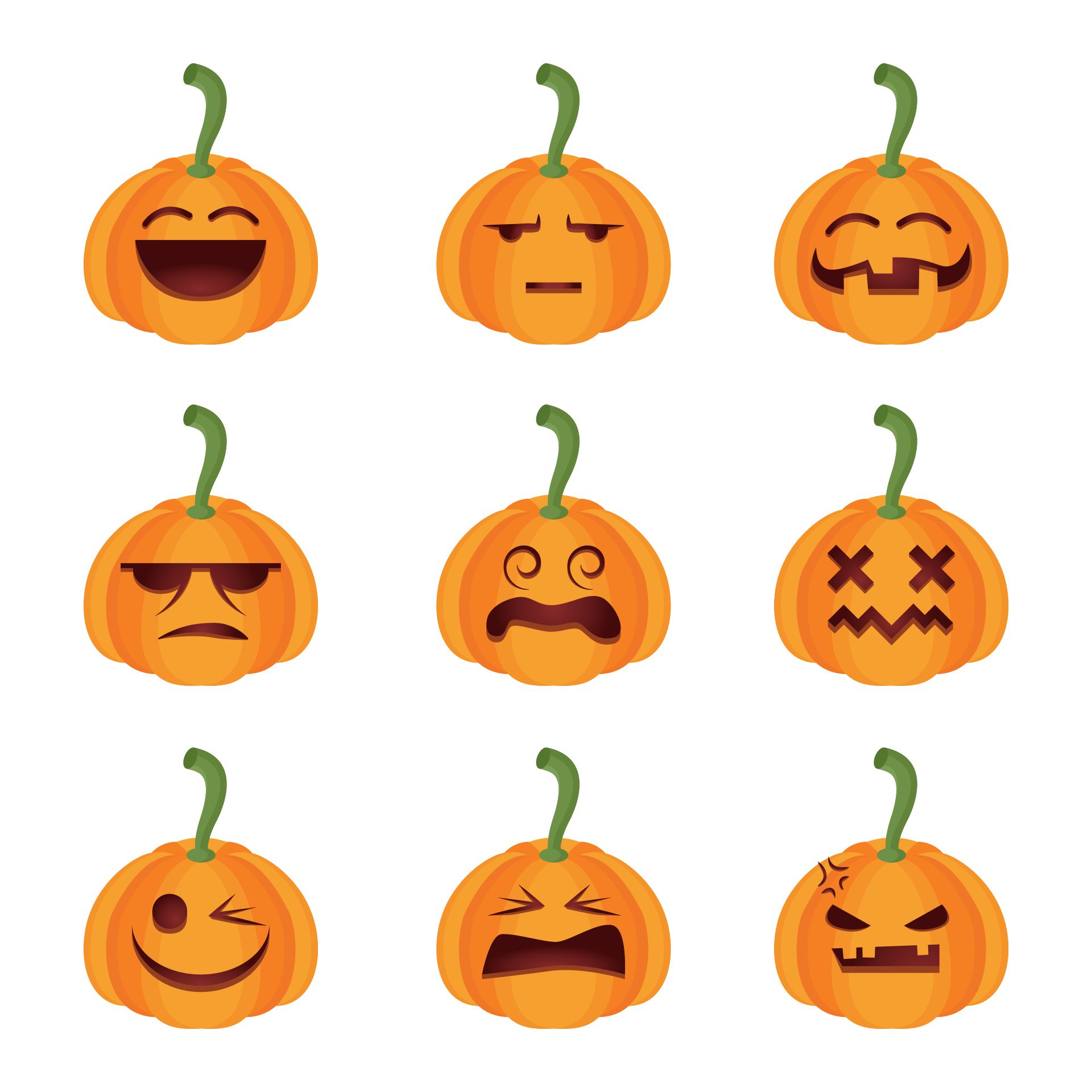 Printable Pumpkin Face Expressions Halloween
