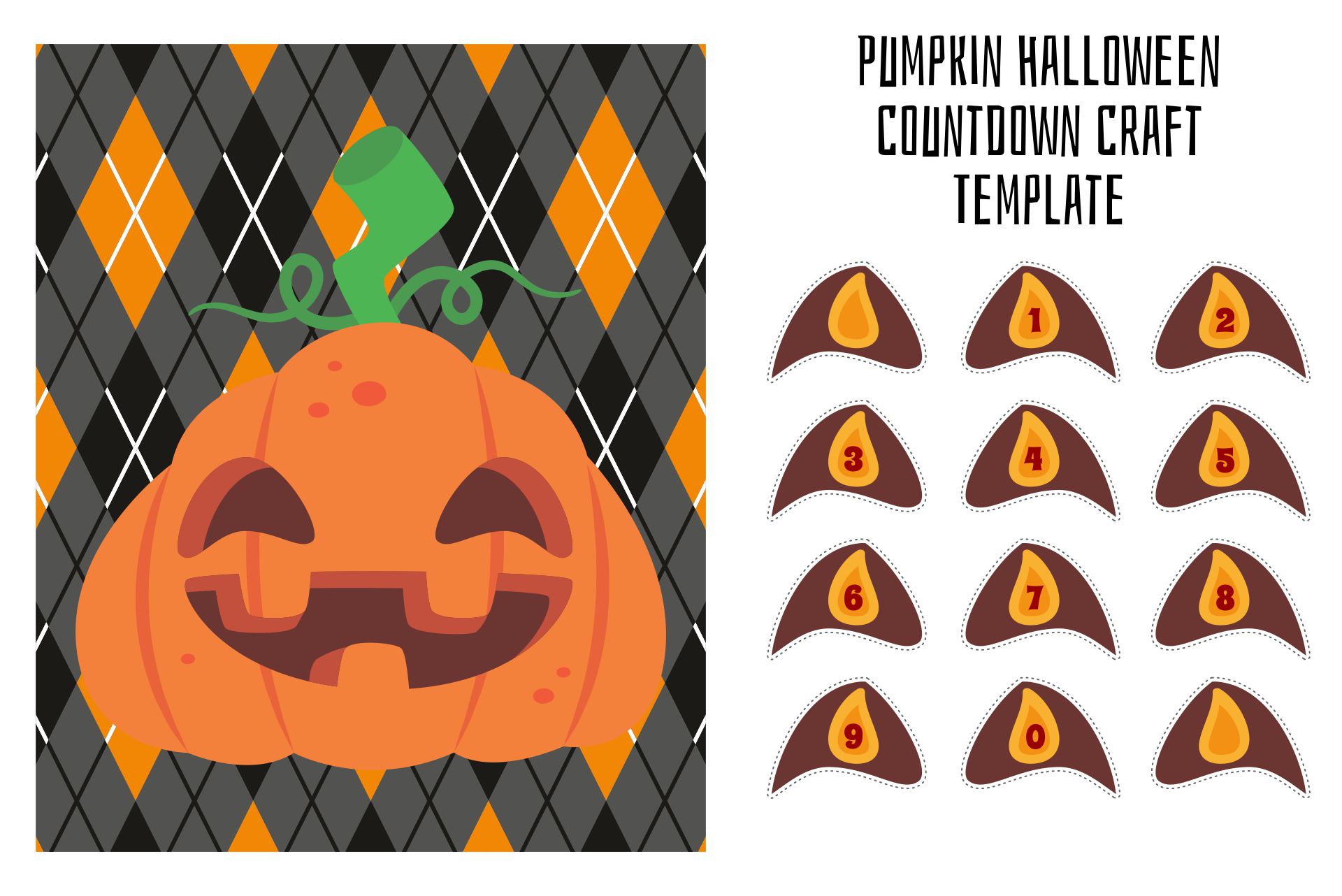 Printable Pumpkin Halloween Countdown Craft Template
