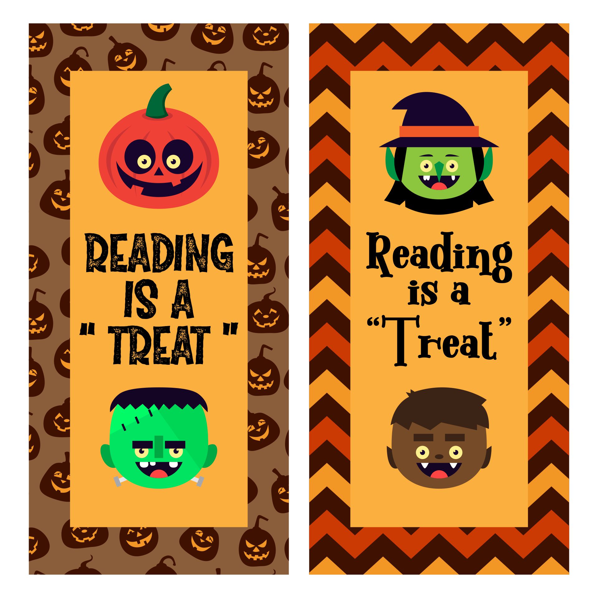 Printable Reading Is A Treat Halloween Bookmarks