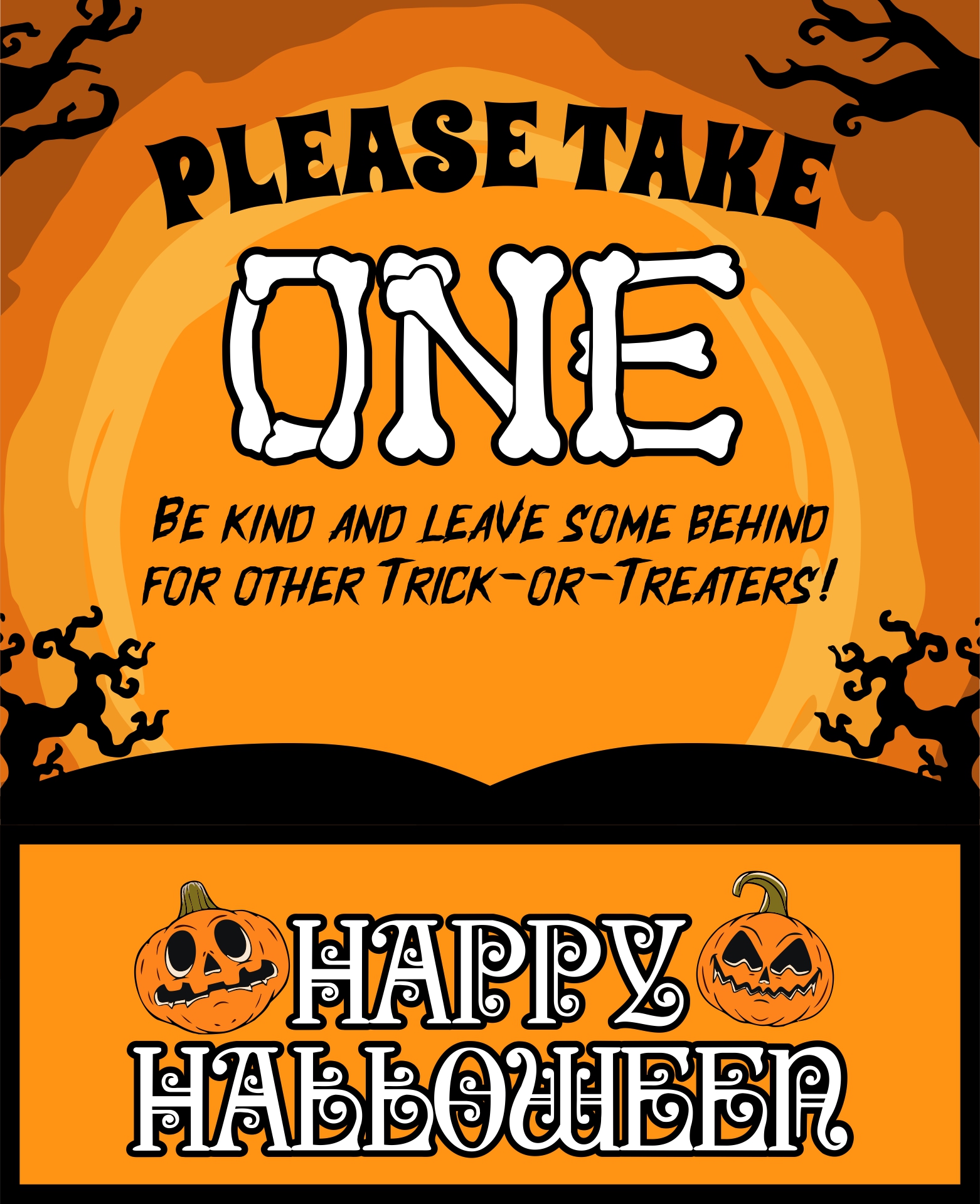 Printable Sign For Halloween Candy Bowl For Trick-or-Treaters