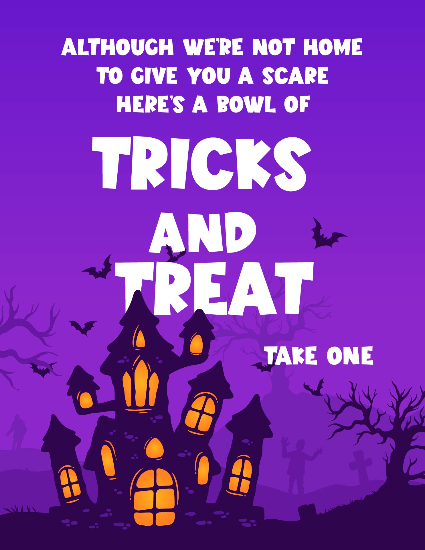 Printable Sign With Halloween Poem For Trick Or Treaters