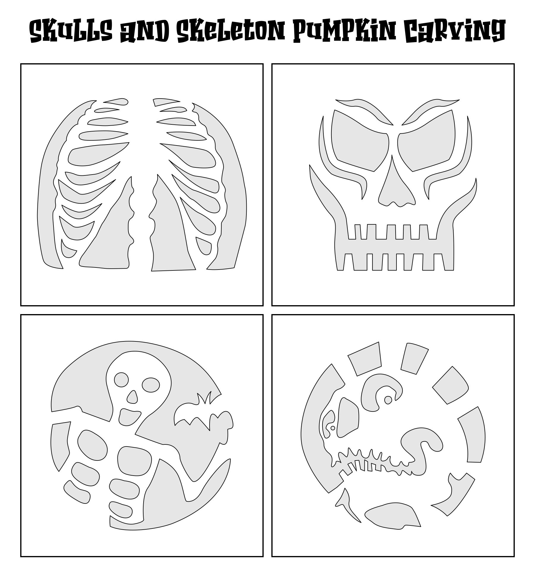 Printable Skulls And Skeleton Pumpkin Templates To Carve