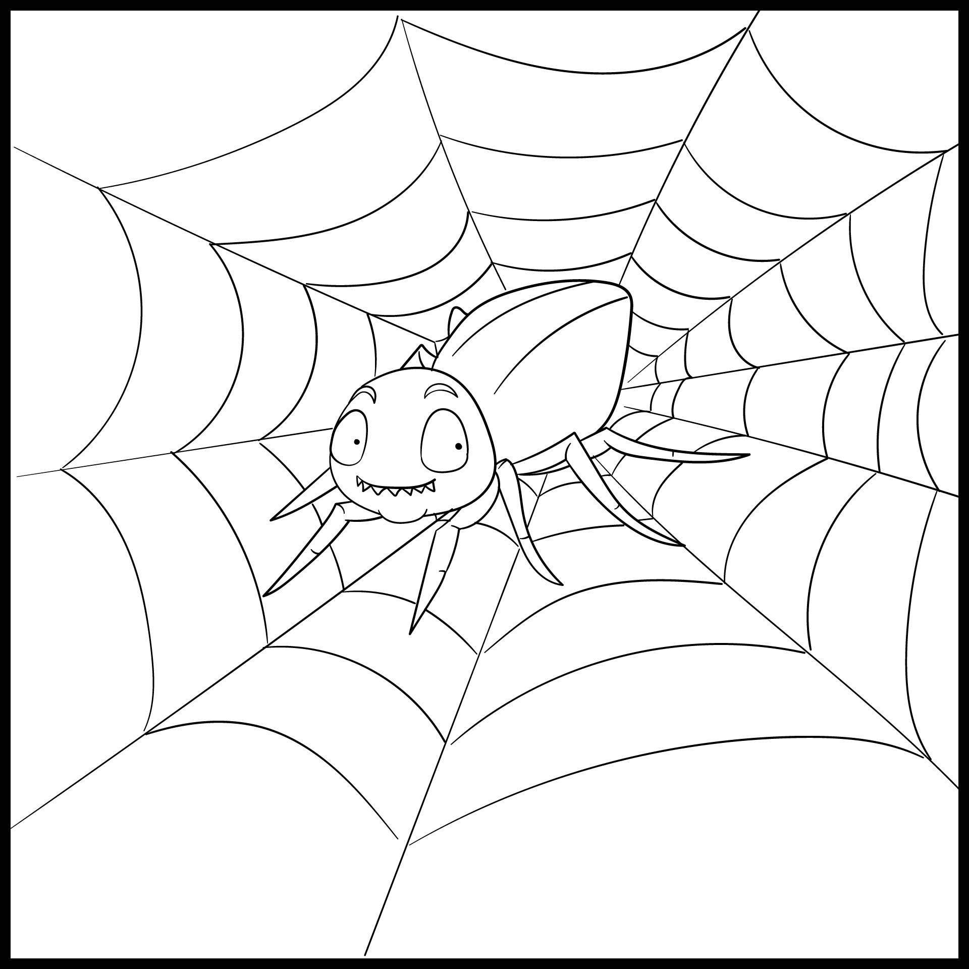 Printable Smiling Halloween Spider Coloring Pages