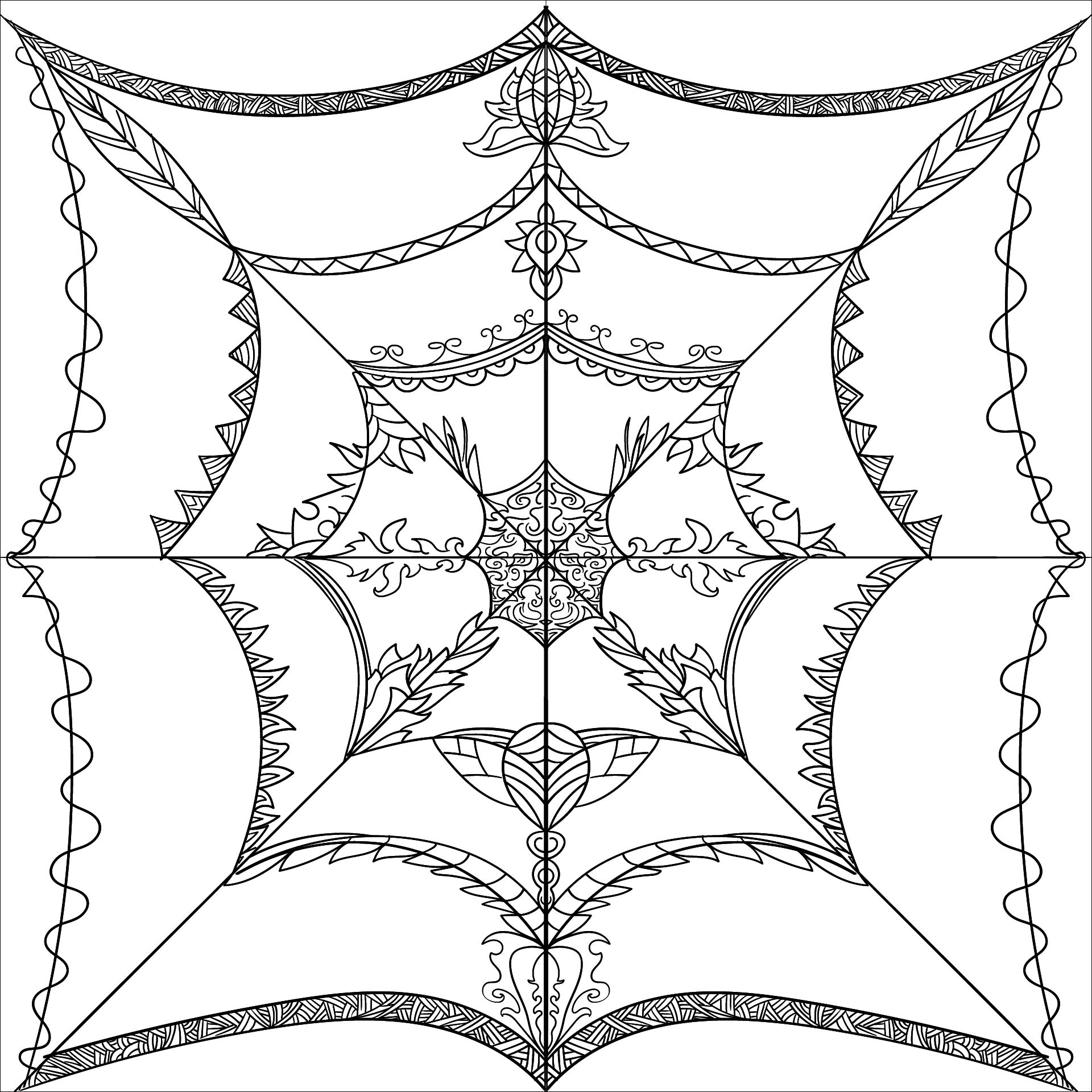 Printable Spider Web Mandala Coloring Page