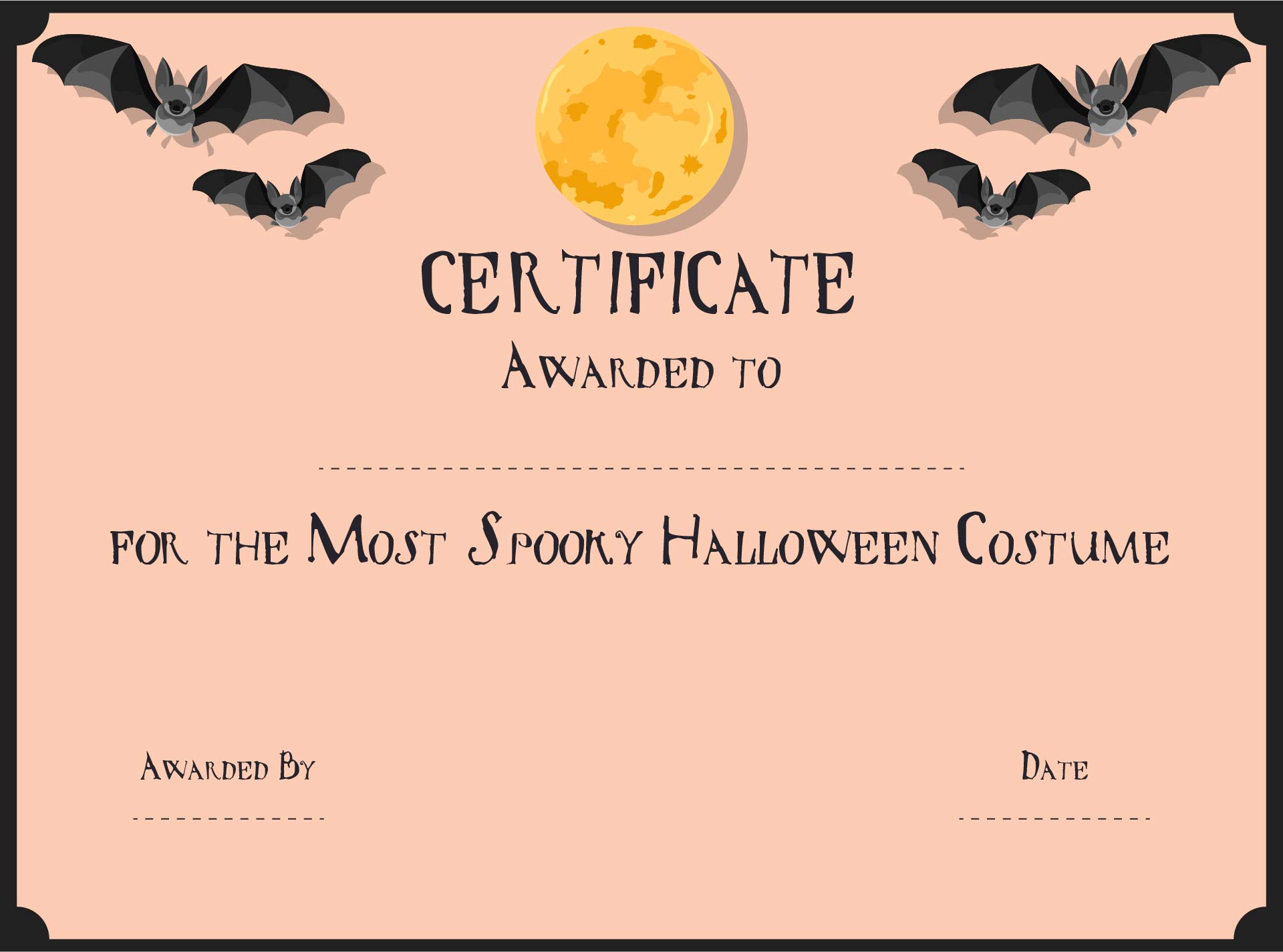 Printable Spooky Halloween Costume Contest Award Template