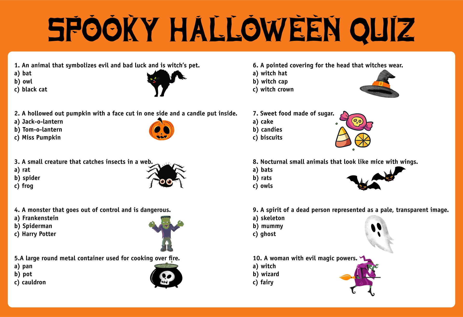 Printable Spooky Halloween Quiz Trivia Games