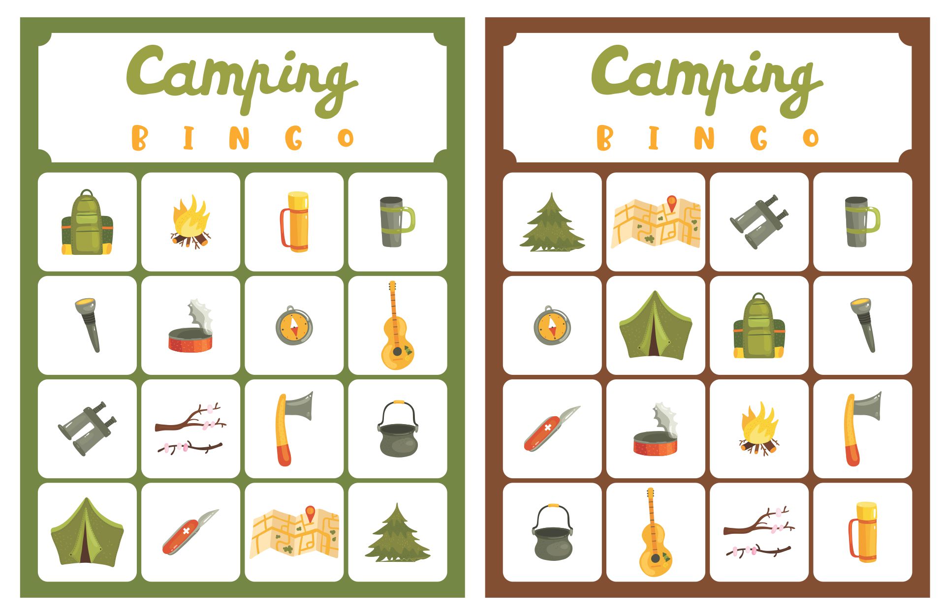 Printable Summer Camp Bingo