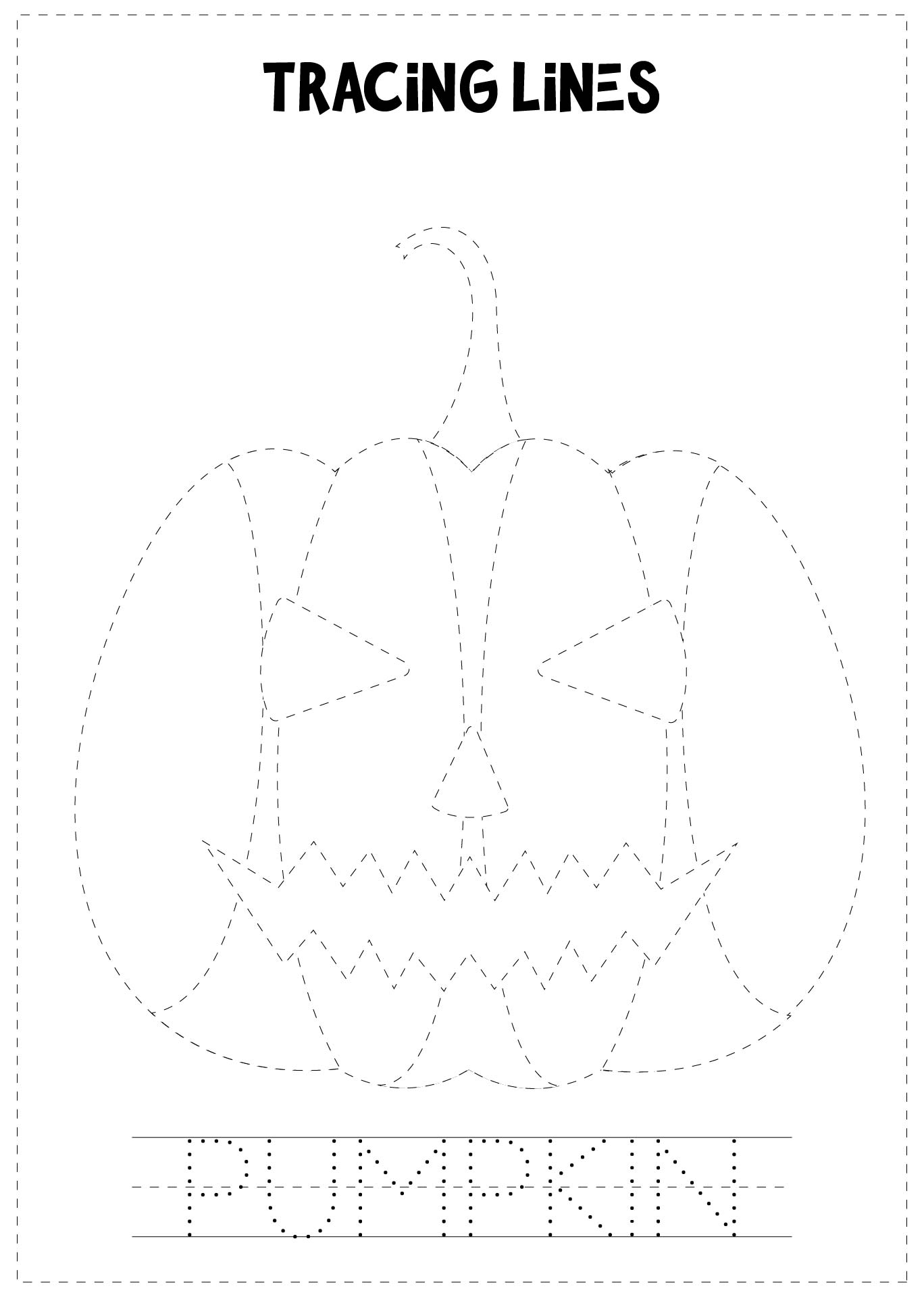 Printable Tracing Halloween Preschool Worksheets