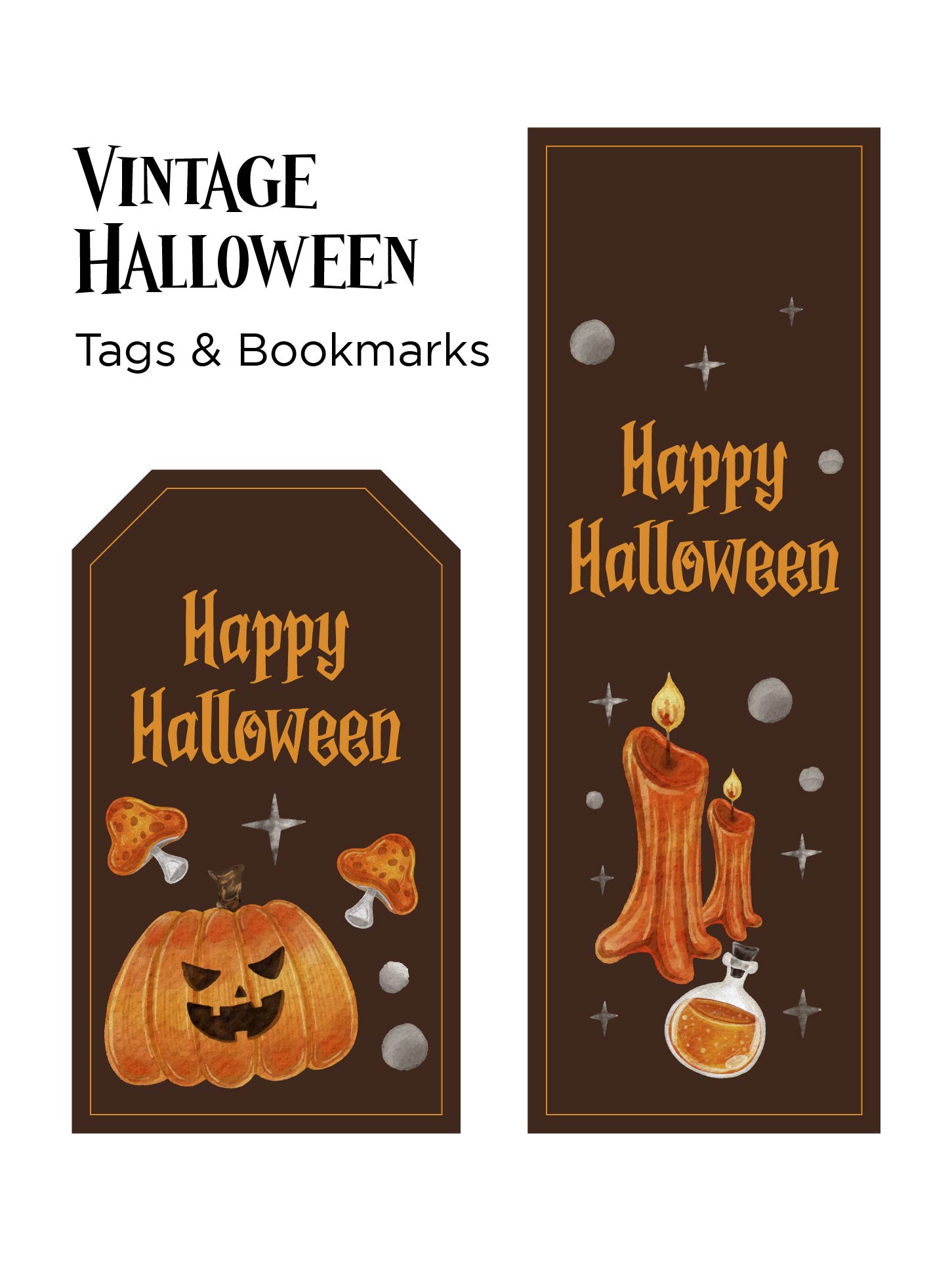 Printable Vintage Halloween Tags & Bookmarks