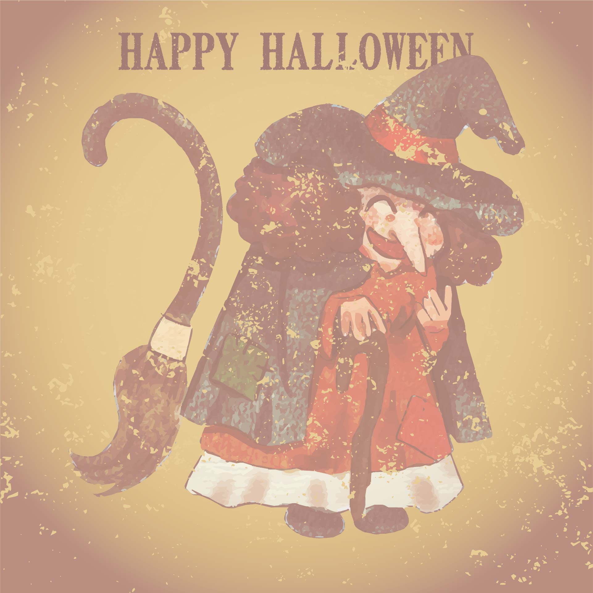 Printable Vintage Halloween Witches Cards