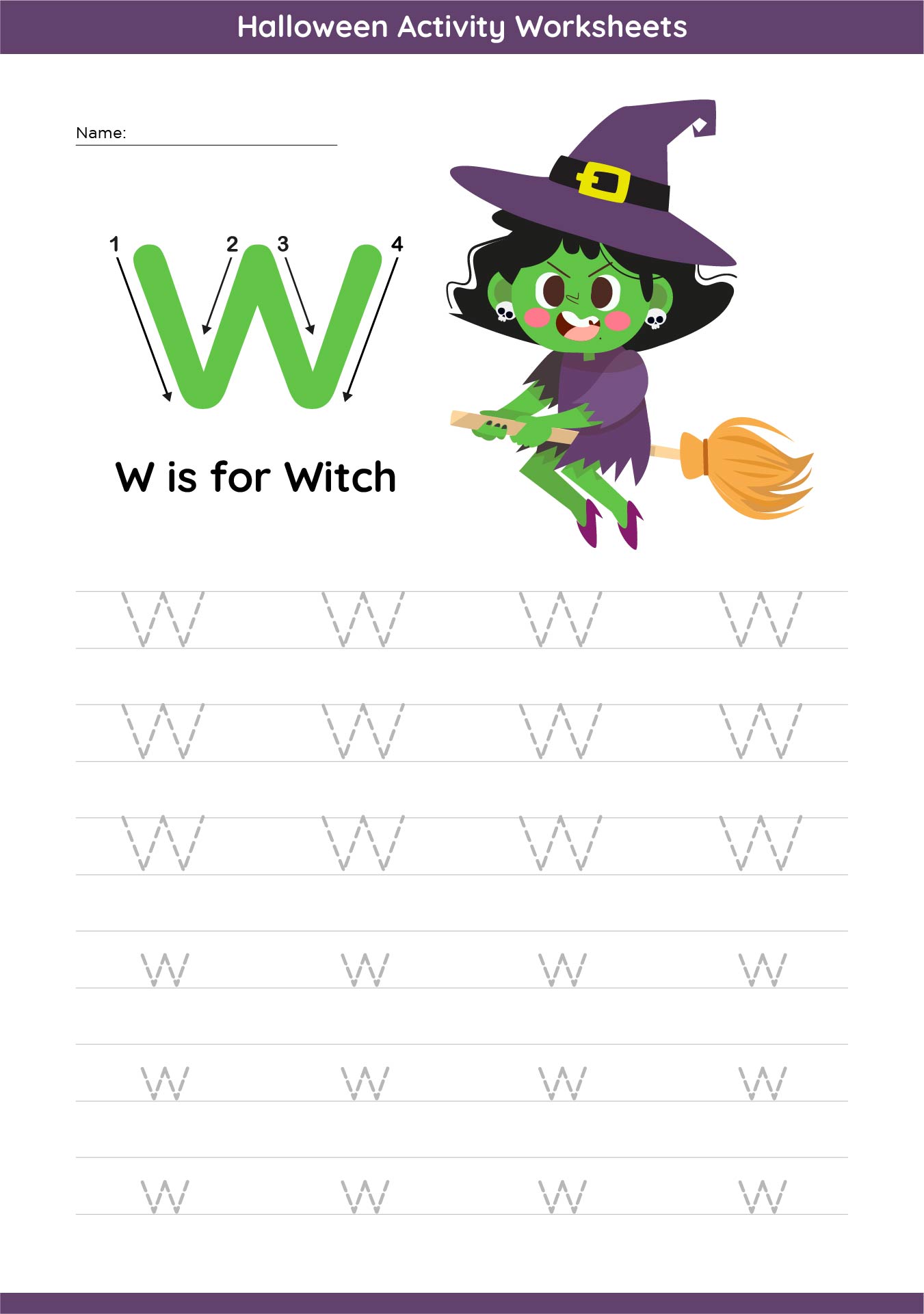 Printable W Is For Witch Worksheet