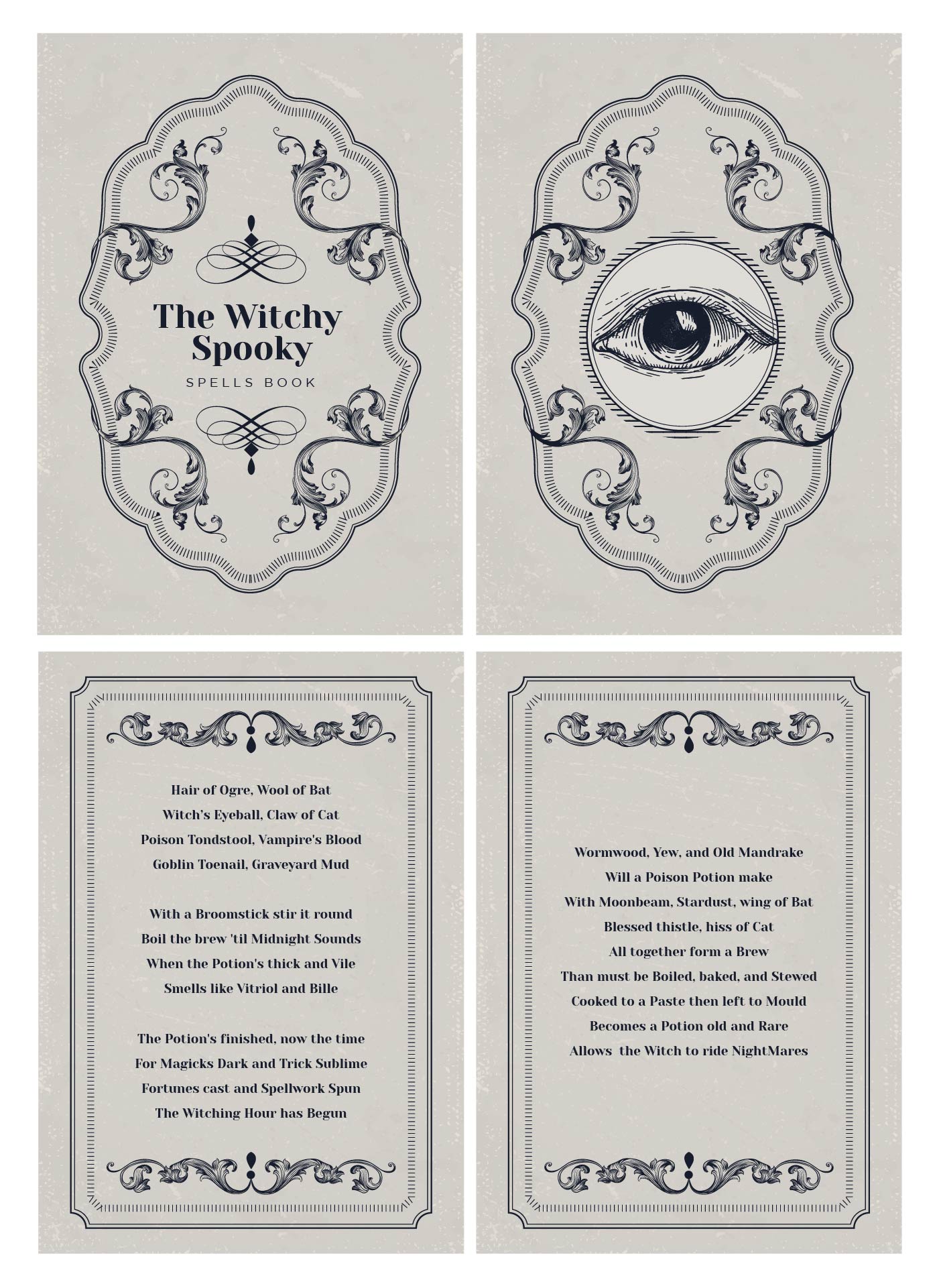 Printable Witch Spooky Spells Book