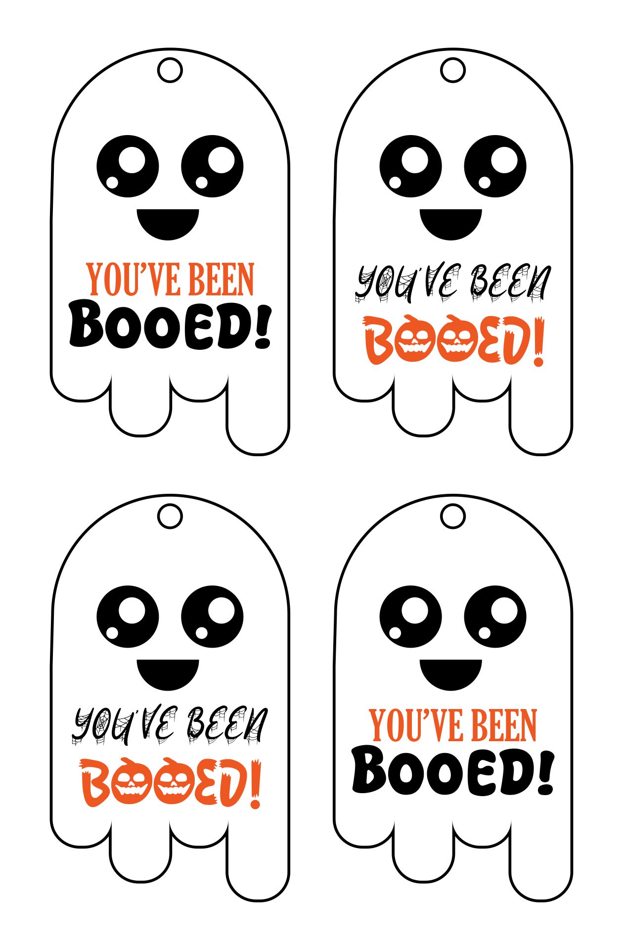Printable Youve Been Booed Happy Halloween Cute Ghost Gift Tags