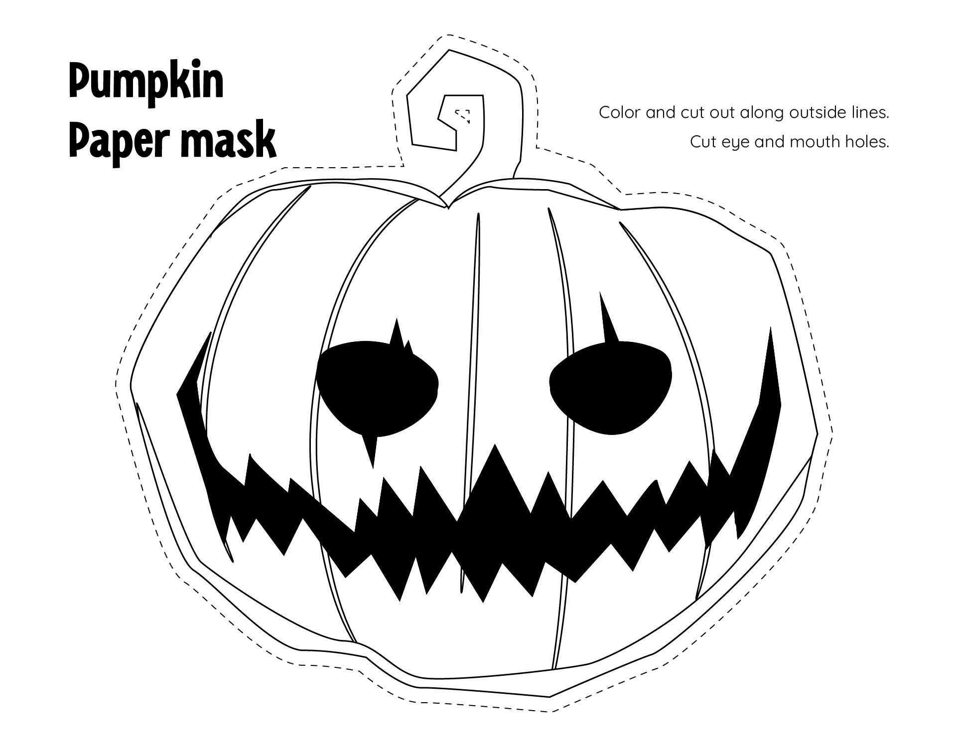 Pumpkin Face Printable Coloring Mask