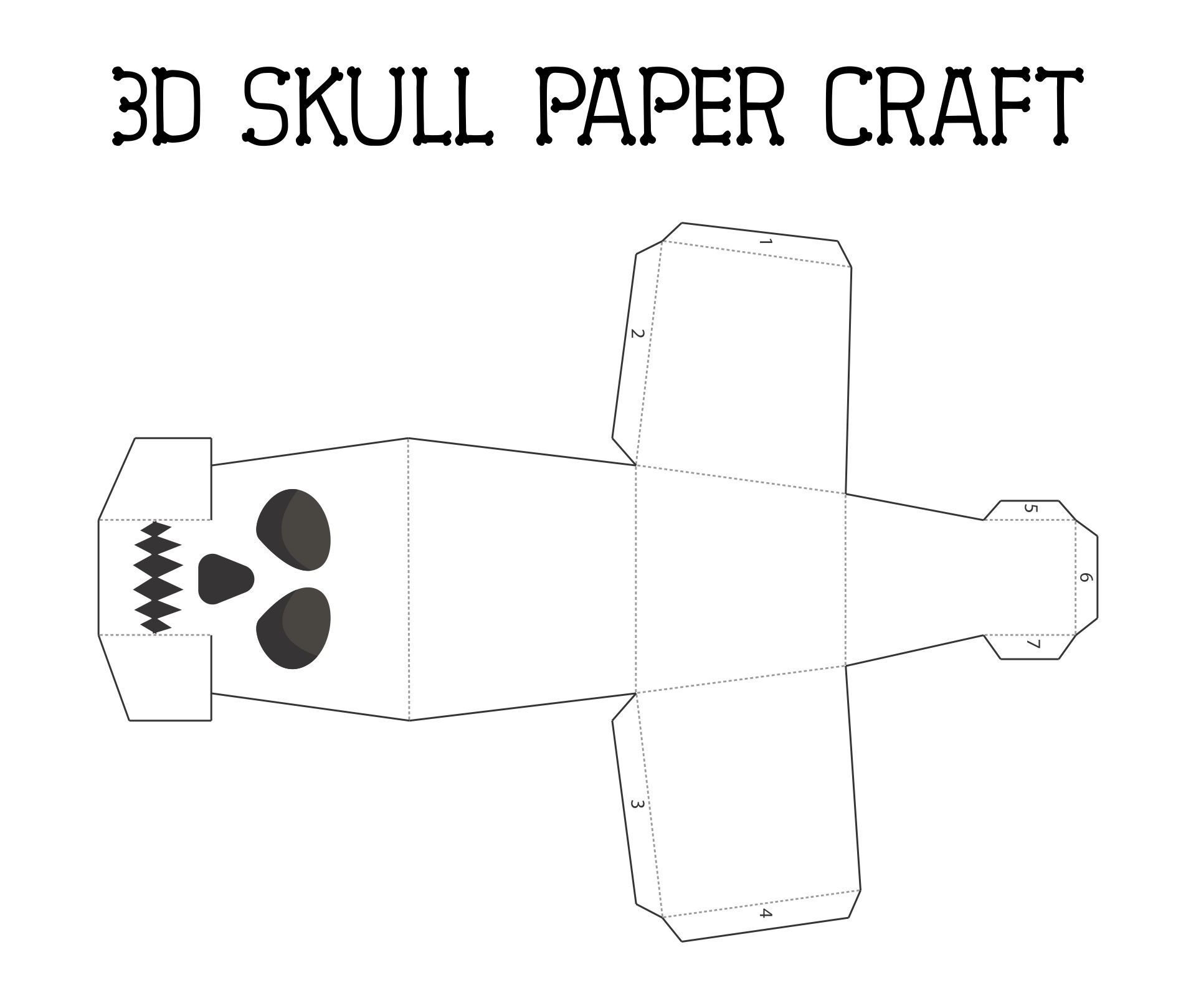 Simple 3D Halloween Skull Activity Printable Paper Craft