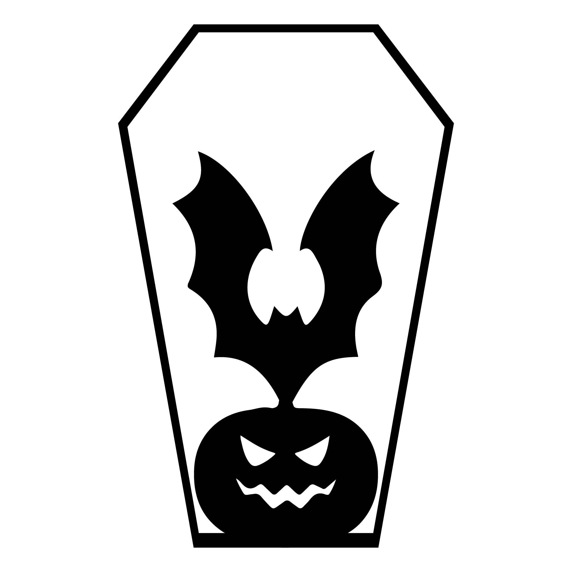 Simple Bats In A Coffin Pumpkin Printable