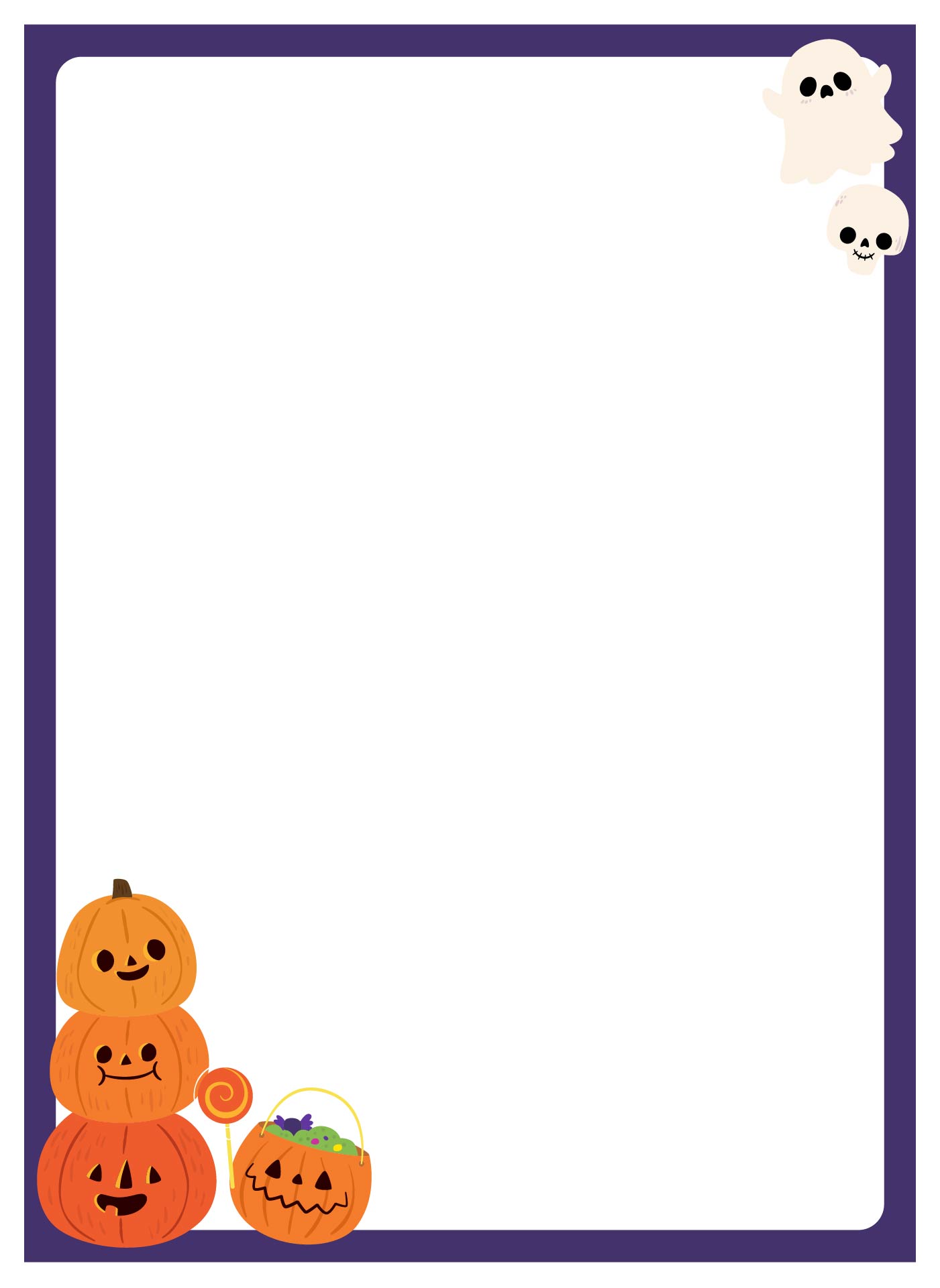 Simple Blank Scary Halloween Pumpkin Page Border Printable