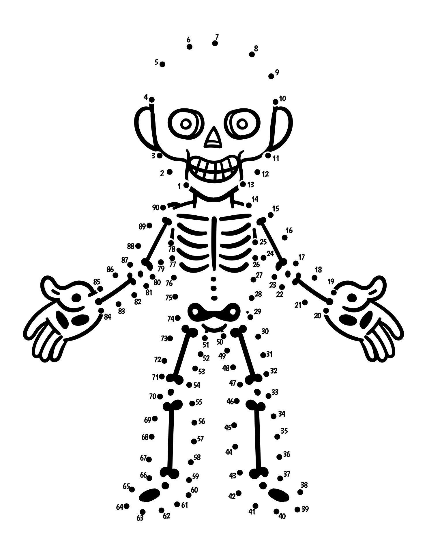 Skeleton Dot-to-Dot Connect The Dots Printables