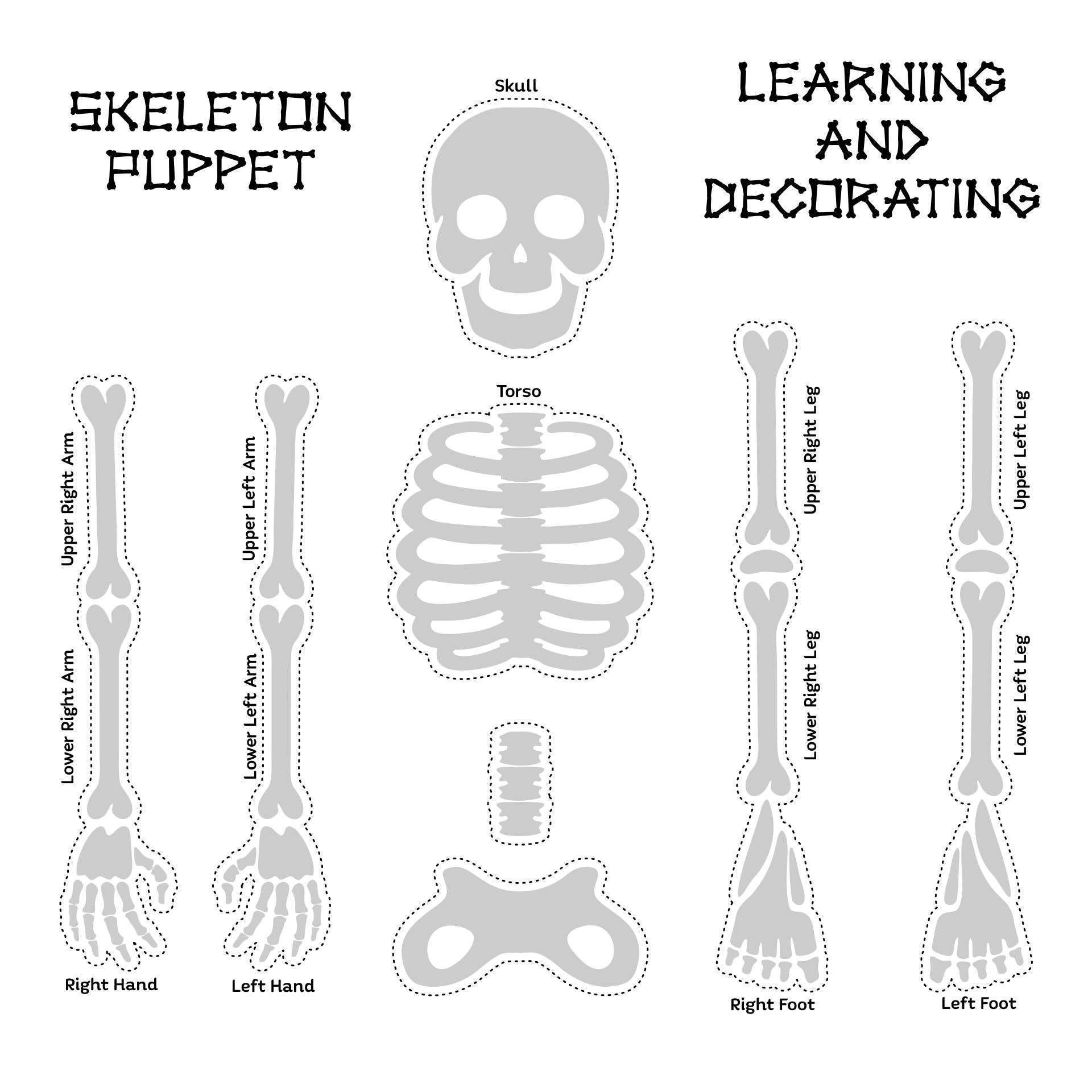 Skeleton Printables For Kids  Learning And Decorating