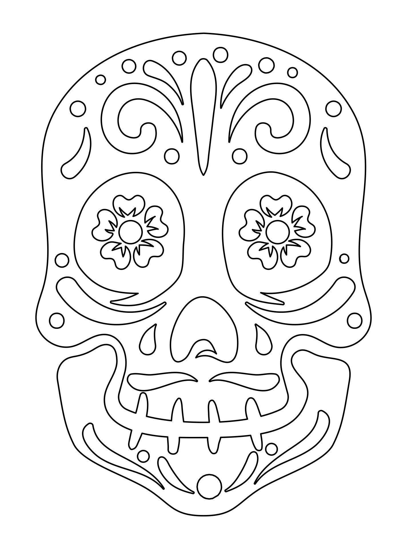 Skull Template Outline Halloween Coloring Page Printable